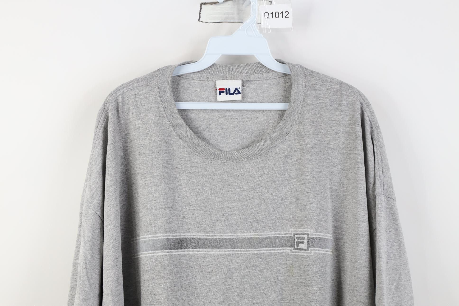 Fila Vintage 90s Y2K Fila Box Logo Short Sleeve T-Shirt Gray Size US XXL / EU 58 / 5 - 2 Thumbnail