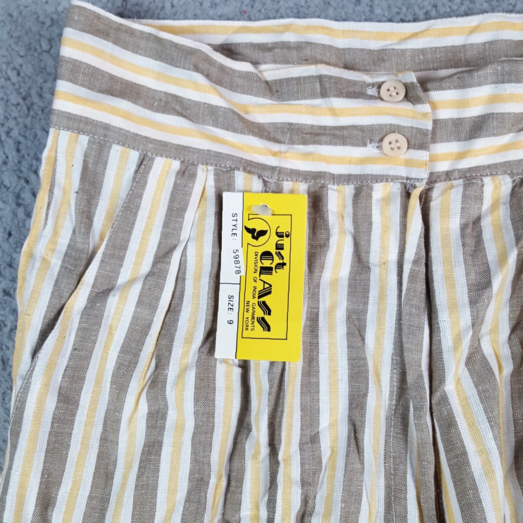 Vintage VINTAGE Just Class Capri Pants Women Capris 90s Striped Yellow Size 9 Capri Pants Bohemian Retro 90s Womens Size 30" / US 8 / IT 44 - 3 Thumbnail