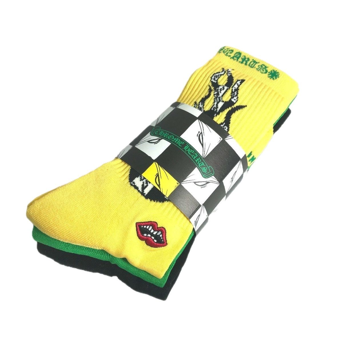 Chrome Hearts Chrome Hearts Matty Boy Green Flames Socks | Grailed