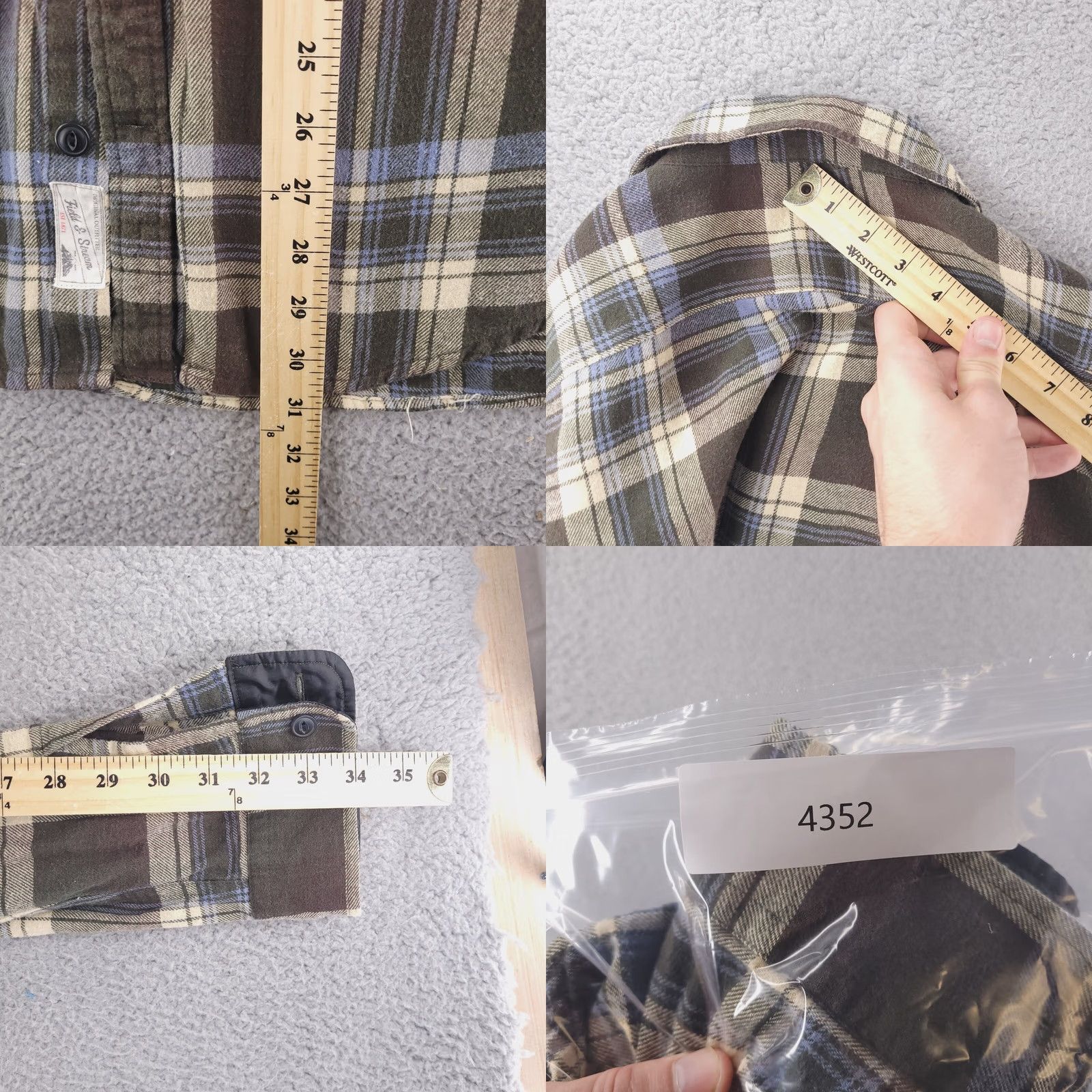 Vintage Field & Stream Shirt Mens XL Flannel Slim Plaid Green Brown Long Sleeve Button-Up Size US XL / EU 56 / 4 - 8 Thumbnail