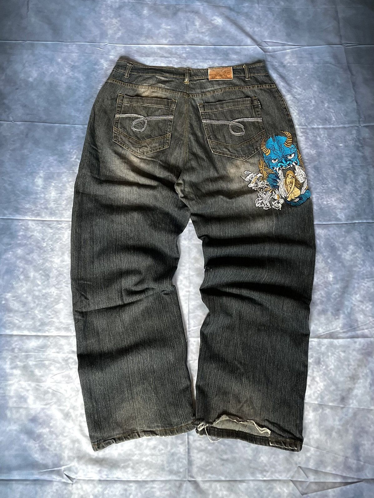 Other Y2K Baggy Jeans 2000's – Japanese Blue Demon Embroidery Size US 38 / EU 54 - 4 Thumbnail
