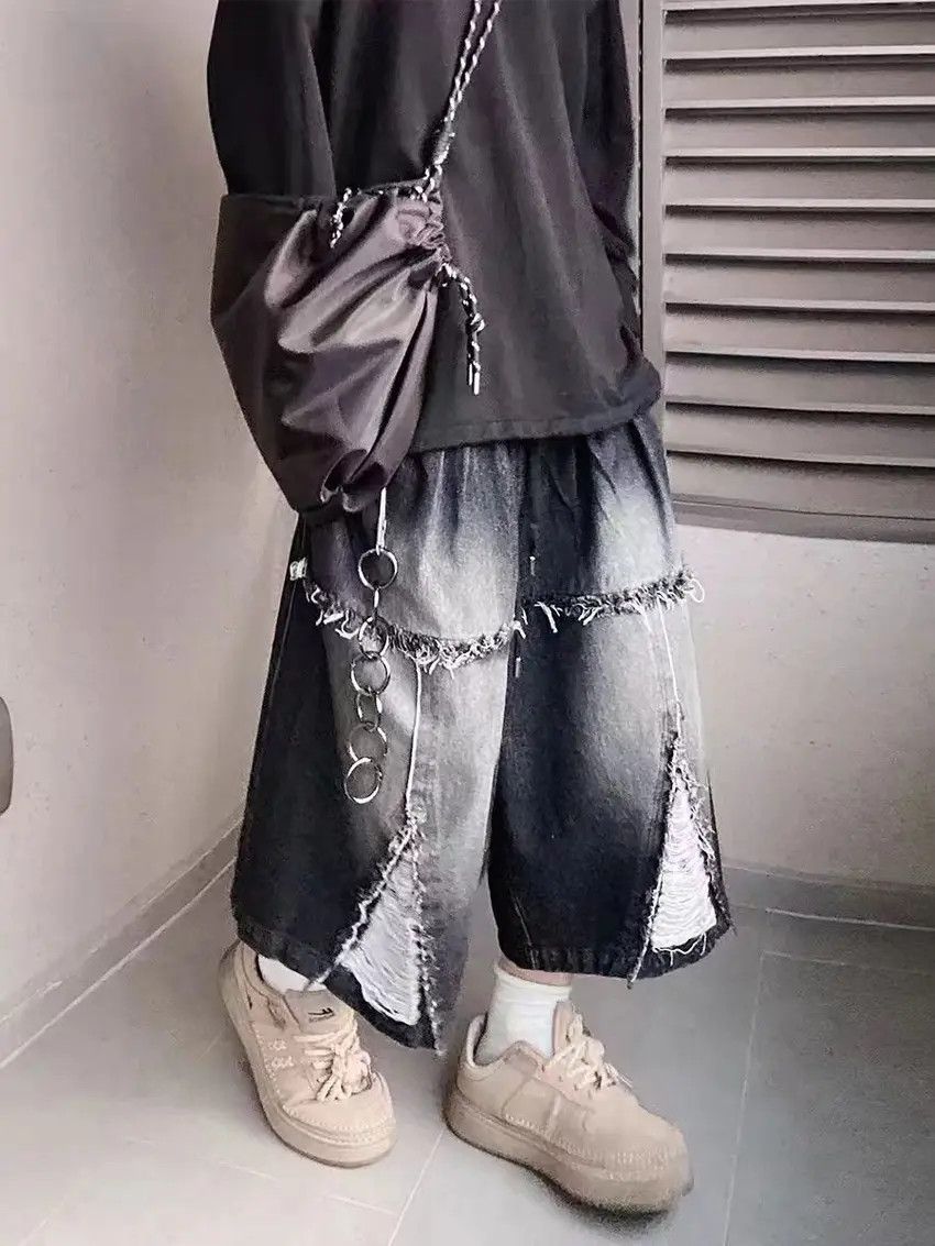 Designer × Japanese Brand Hip hop retro ripped casual shorts Size US 32 / EU 48 - 2 Thumbnail