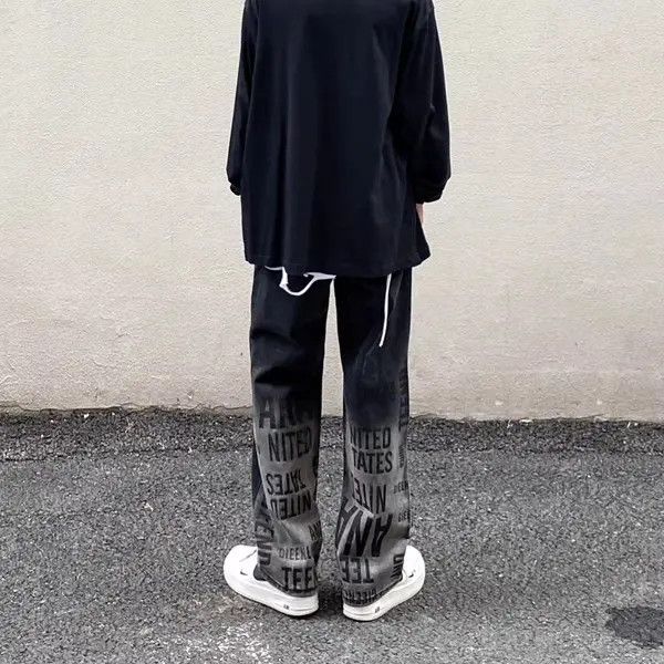 VIBE High Street Washed Distressed Gradient Letter Print Jeans Size US 30 / EU 46 - 2 Thumbnail