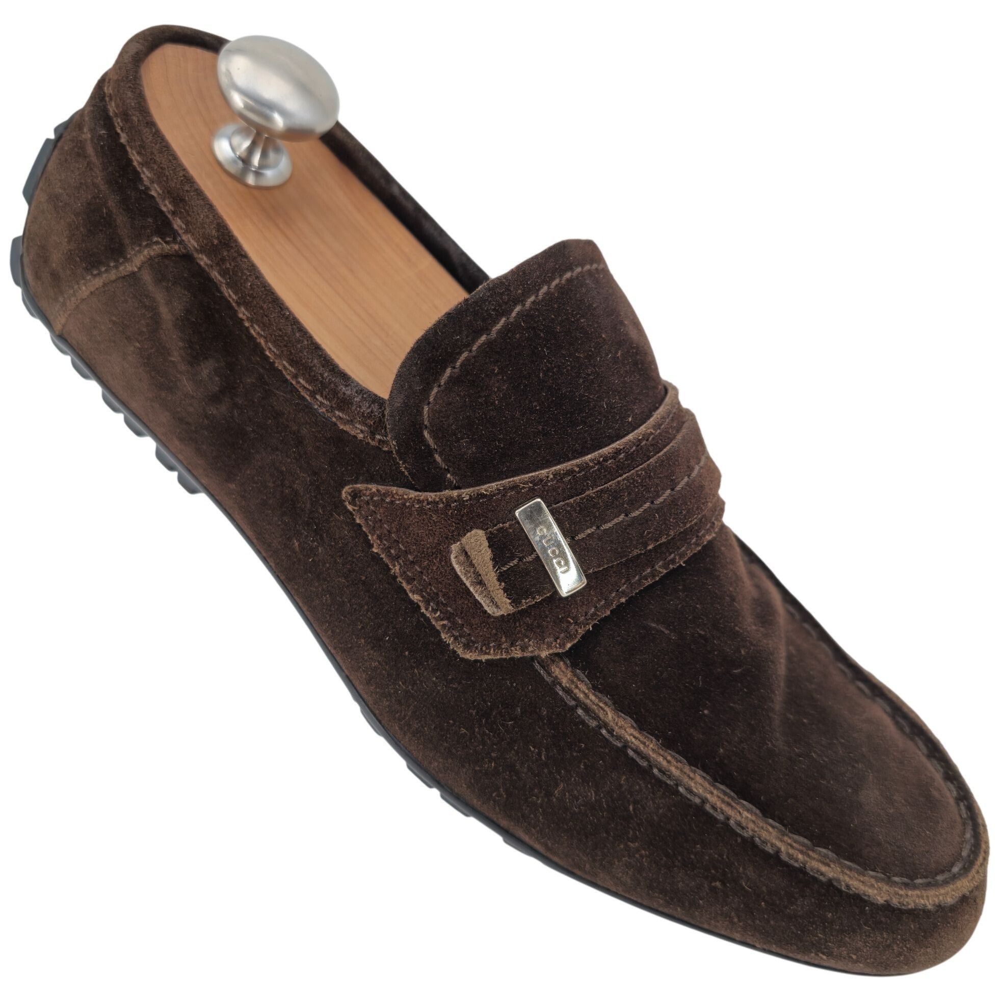 Gucci Gucci Italy Brown Suede Leather Driving Loafers Mens 8 Shoe Size US 8 / EU 41 - 1 Thumbnail