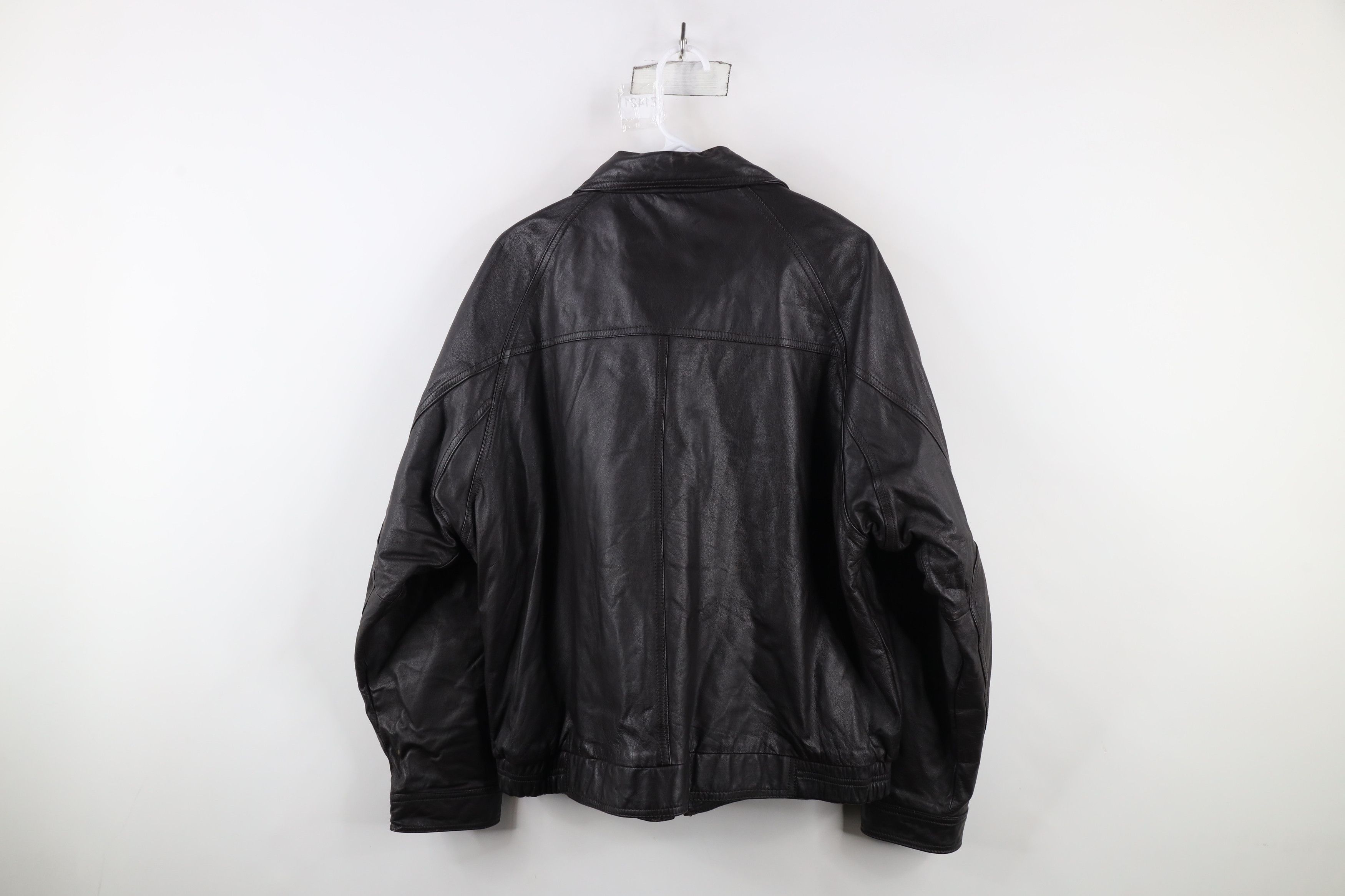 Vintage Vintage 90s Streetwear Leather Flight Bomber Jacket Brown Size US XL / EU 56 / 4 - 15 Thumbnail