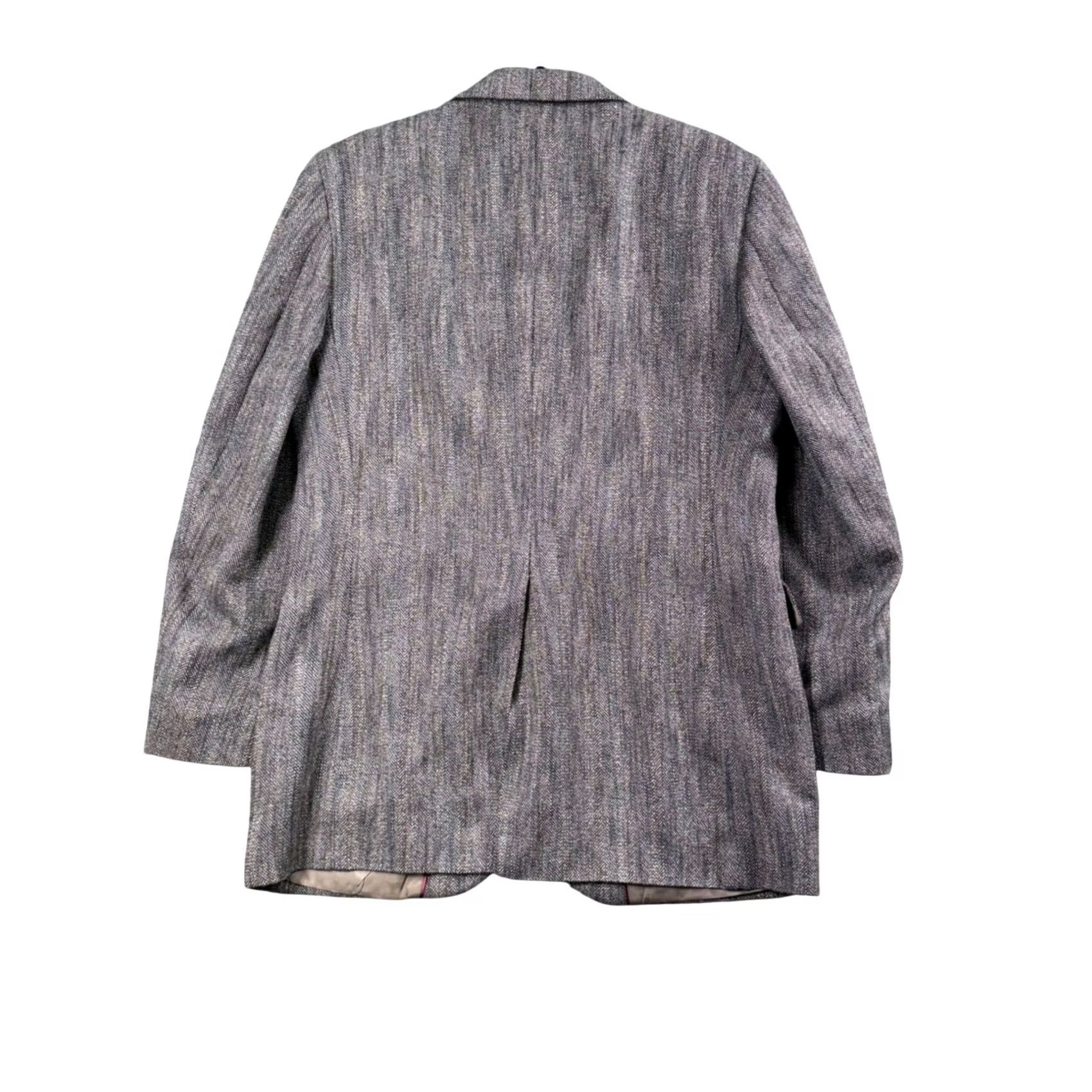 Haggar VTG Haggar Blazer 40L Herringbone Wool Blend Gray USA Made Ivy League Academia Preppy Sport Coat Mens Size 40R - 2 Thumbnail