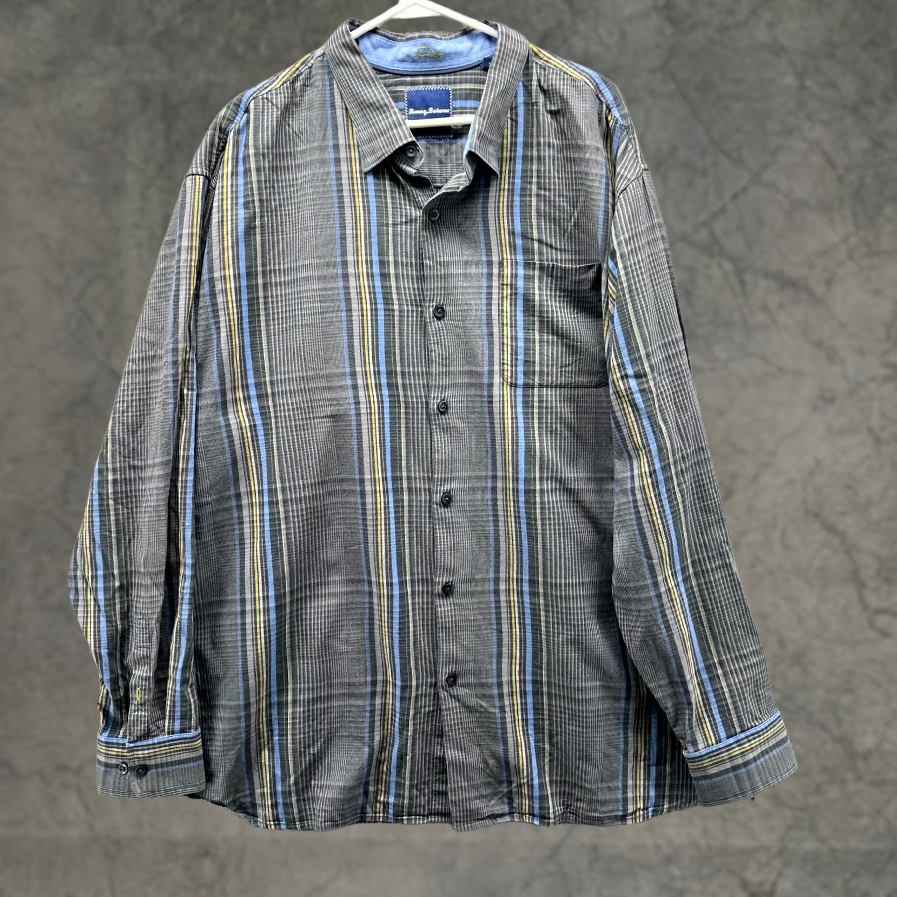 Tommy Bahama VINTAGE Tommy Bahama Shirt Men 2XT Gray Striped Button-Down Long Sleeve Casual Formal Business Workwear 2XT Big & Tall Mens Size US XXL / EU 58 / 5 - 1 Thumbnail