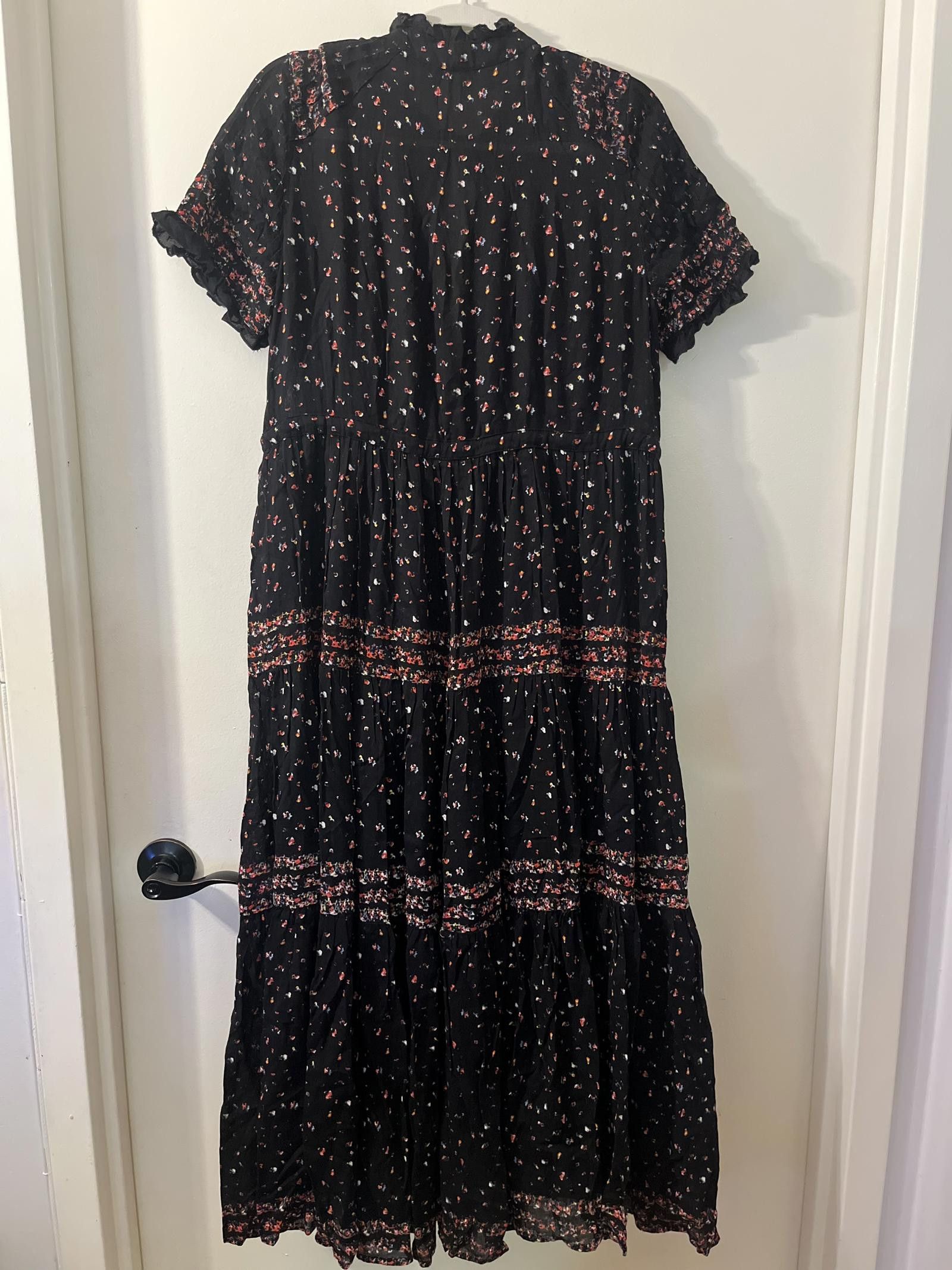 Free People Black Floral Maxi Dress Large