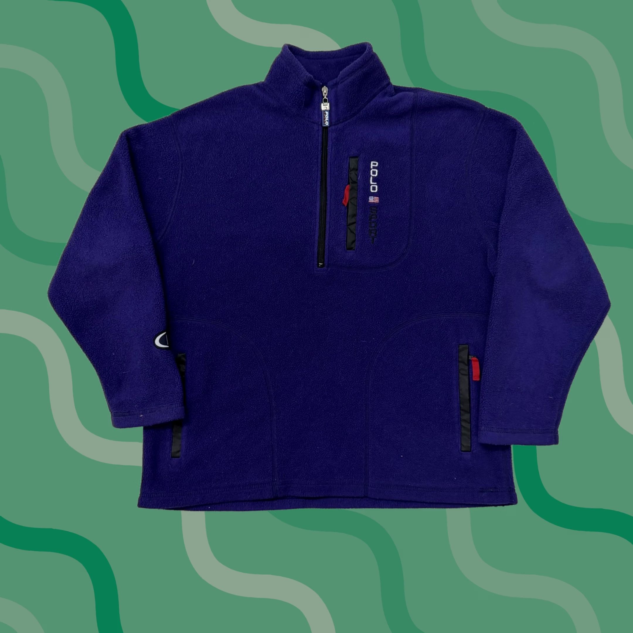 Polo Ralph Lauren Polo Ralph Lauren Sport Sweater Mens Large Purple 1/2 Zip Fleece Pullover Jacket Size US L / EU 52-54 / 3 - 1 Thumbnail