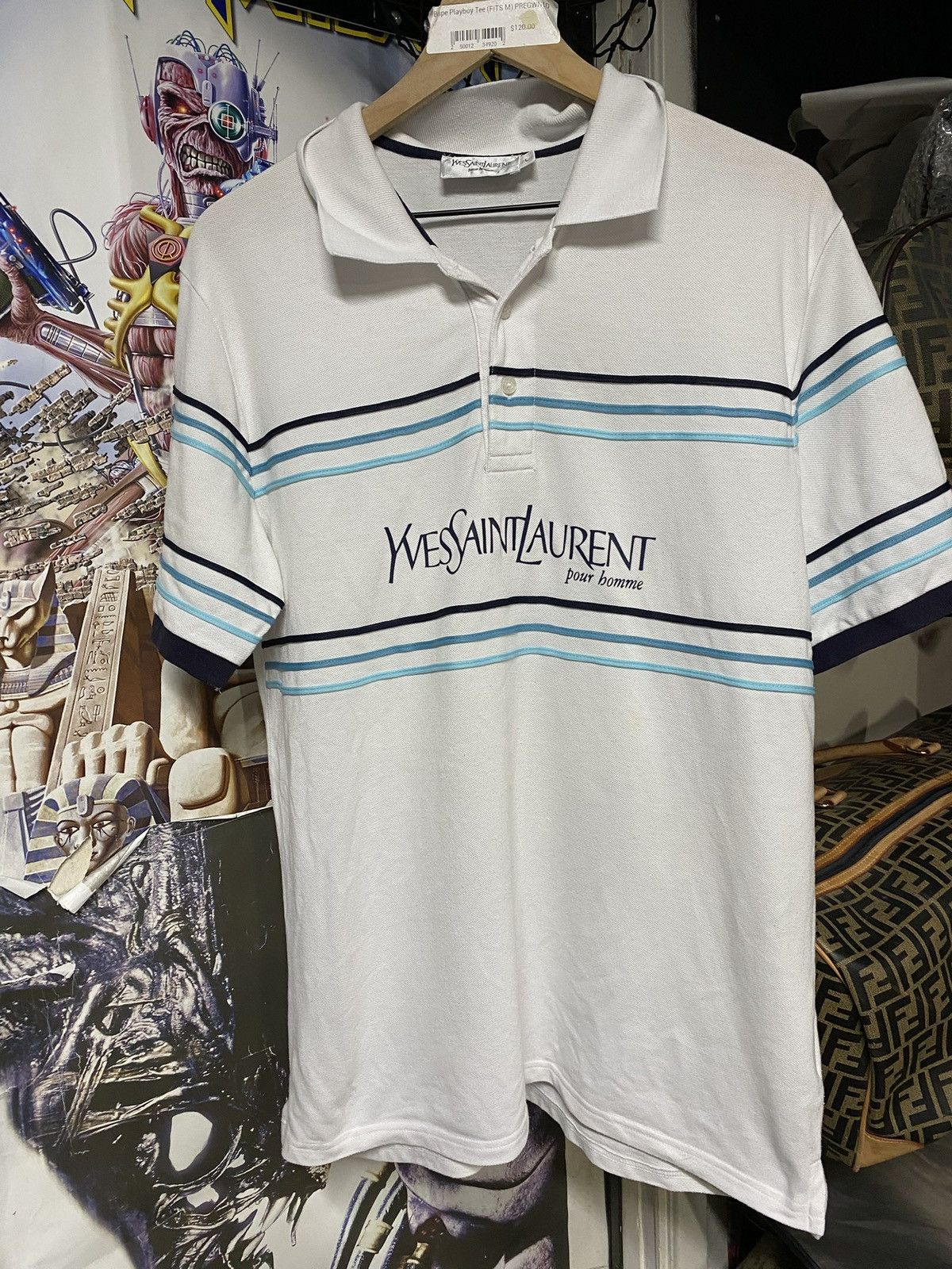 Yves Saint Laurent Yves Saint Laurent T-Shirt YSL White Polo Size Medium Size US M / EU 48-50 / 2 - 1 Thumbnail