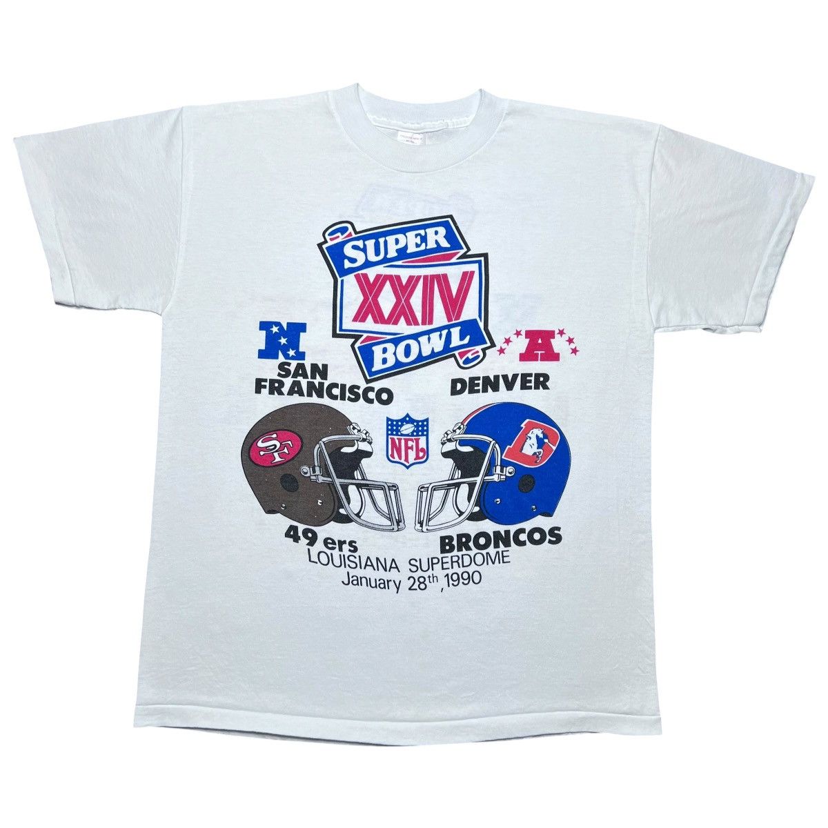 NFL Vtg 1990 NFL Super Bowl 49ers Broncos Championship T-Shirt Size US L / EU 52-54 / 3 - 1 Thumbnail
