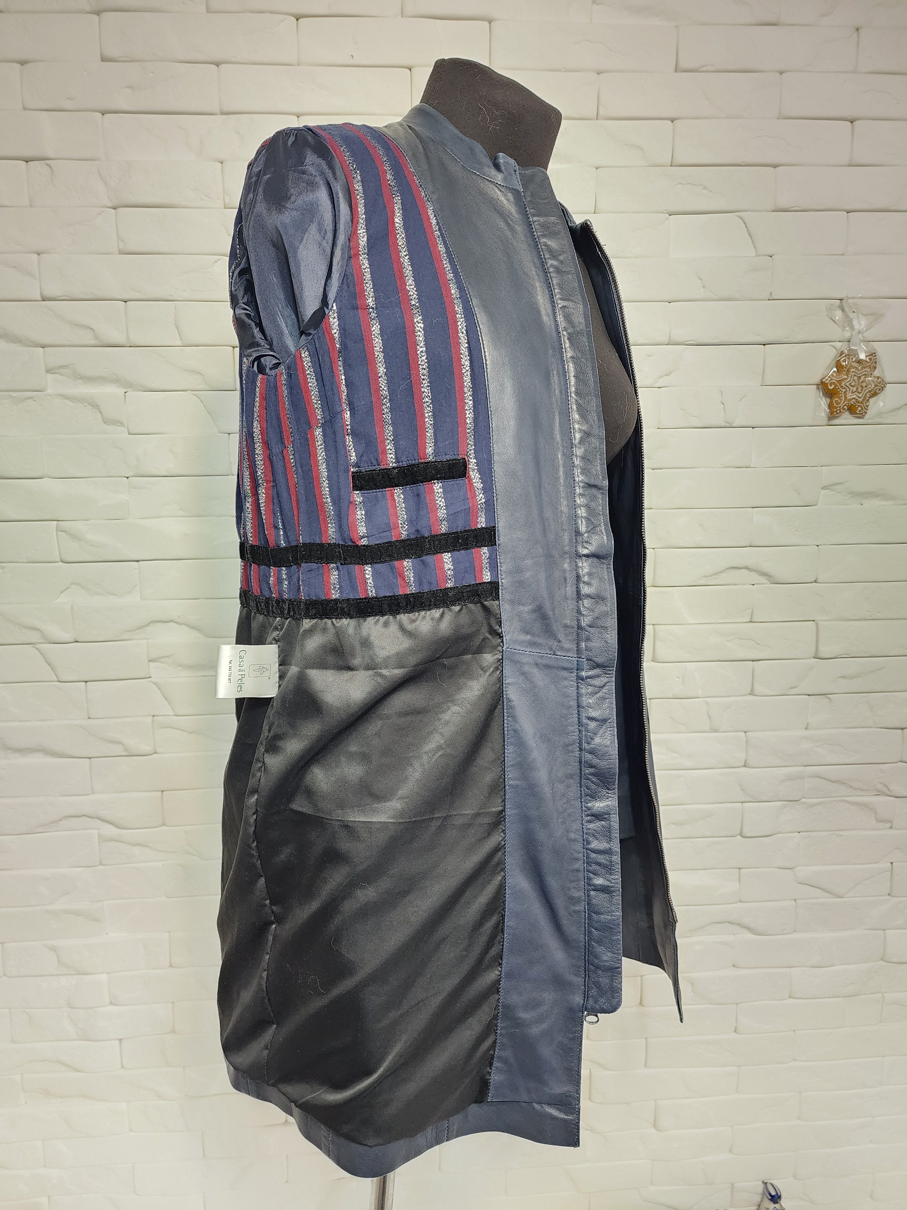 Other Blue Leather Jacket, Metal Zipper, Women's Size Size M / US 6-8 / IT 42-44 - 9 Thumbnail