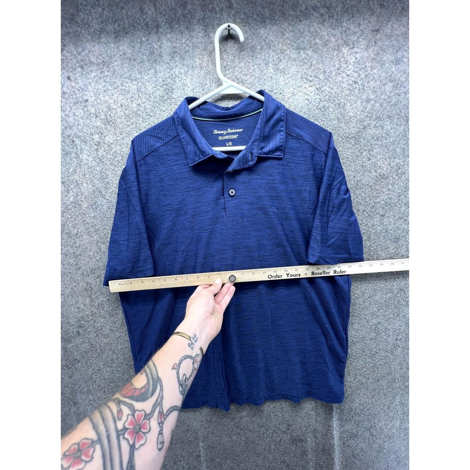 Tommy Bahama Tommy Bahama IslandZone Polo Shirt Mens Large Blue Solid Marlin Logo Golf Casual Shirt Size US L / EU 52-54 / 3 - 4 Thumbnail
