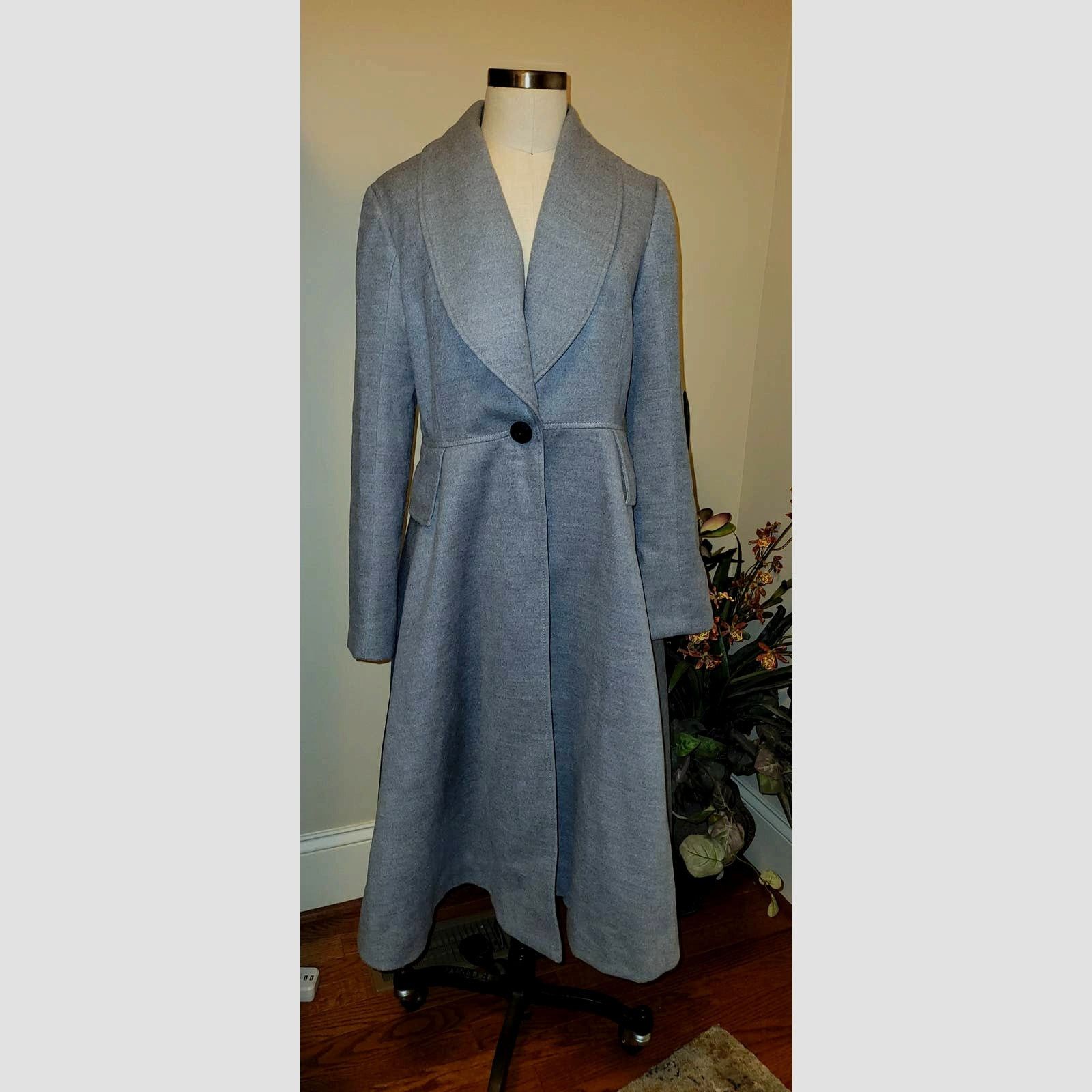 Anthropologie New Anthropologie Shawl Collar Midi Coat $285 GRAY Size 4 Size S / US 4 / IT 40 - 1 Thumbnail