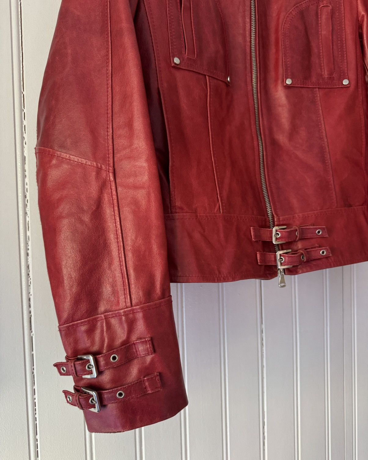 Leather Red Leather Biker Jacket Size US S / EU 44-46 / 1 - 4 Thumbnail