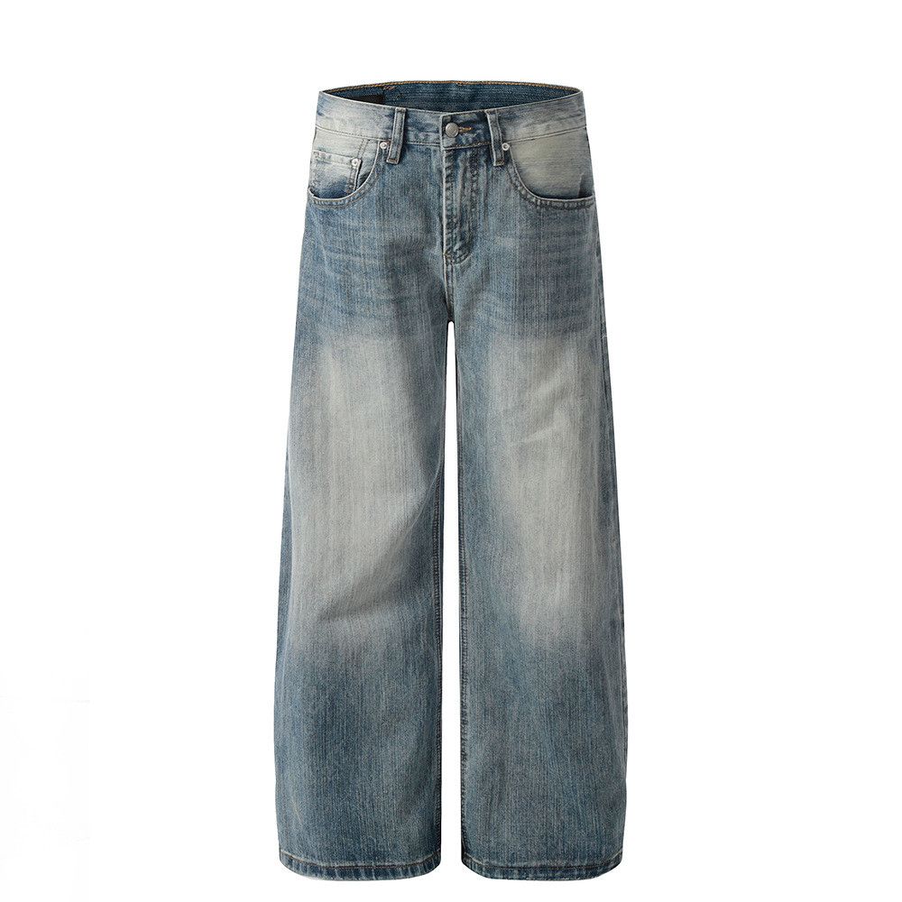 Vintage American street washed bamboo pattern curved jeans for men Size US 32 / EU 48 - 1 Thumbnail