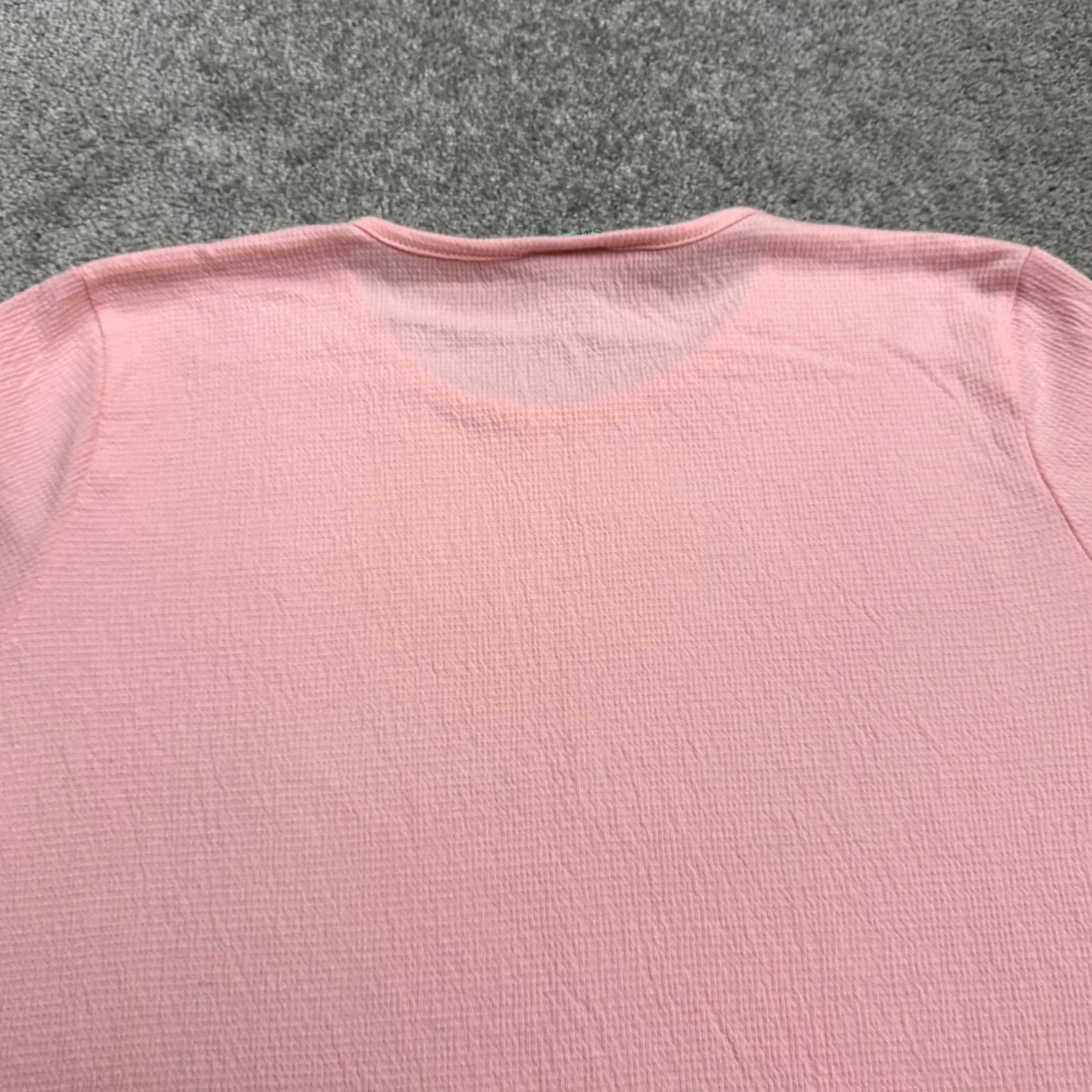 Vintage Sara Morgan Textured Basic T-Shirt Womens Large Pink Short Sleeve Crew Tee Top Size L / US 10 / IT 46 - 4 Thumbnail