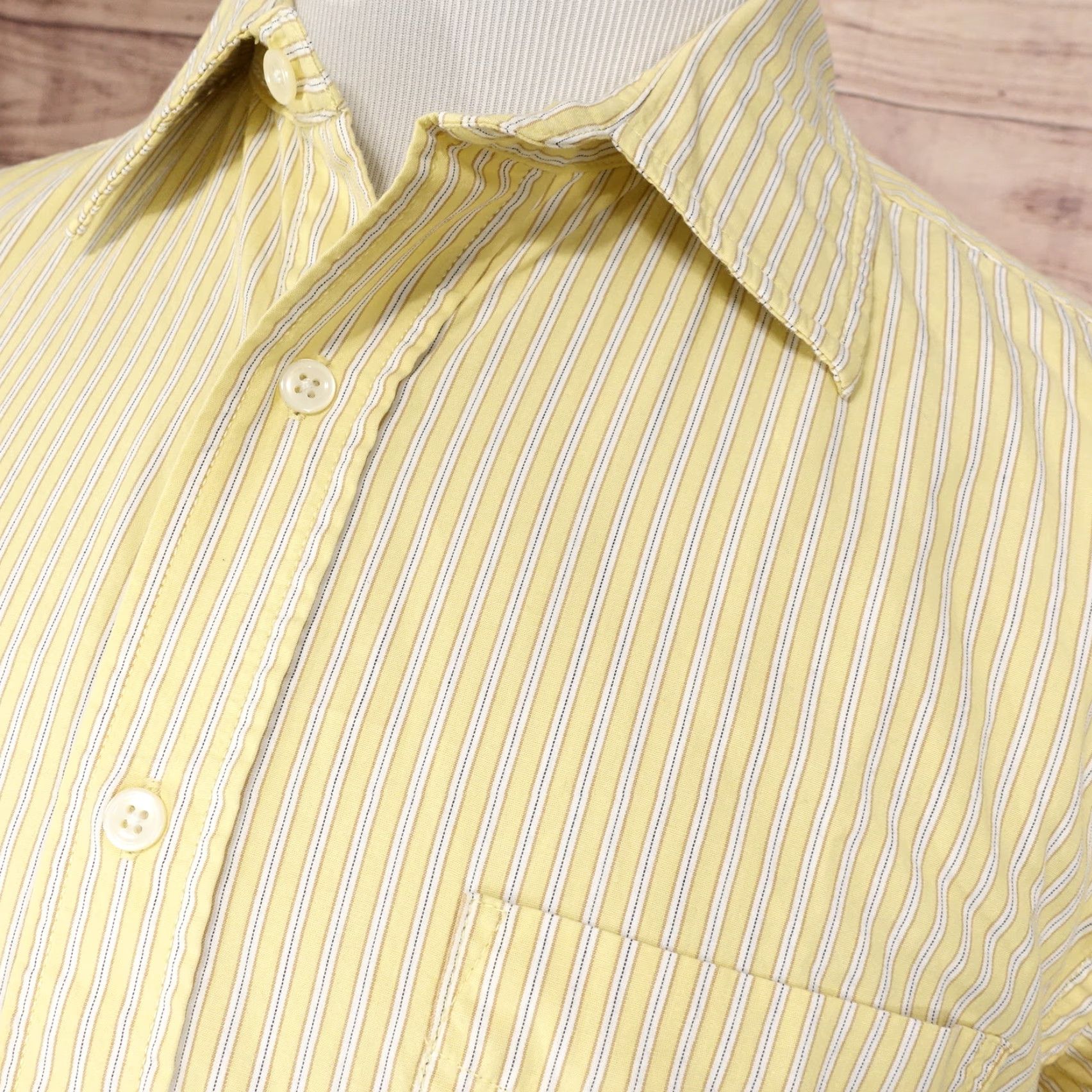 Gap VINTAGE Gap Men's Long Sleeve Yellow Striped Button-Down Shirt Business Casual 80s Style Large Size US L / EU 52-54 / 3 - 2 Thumbnail