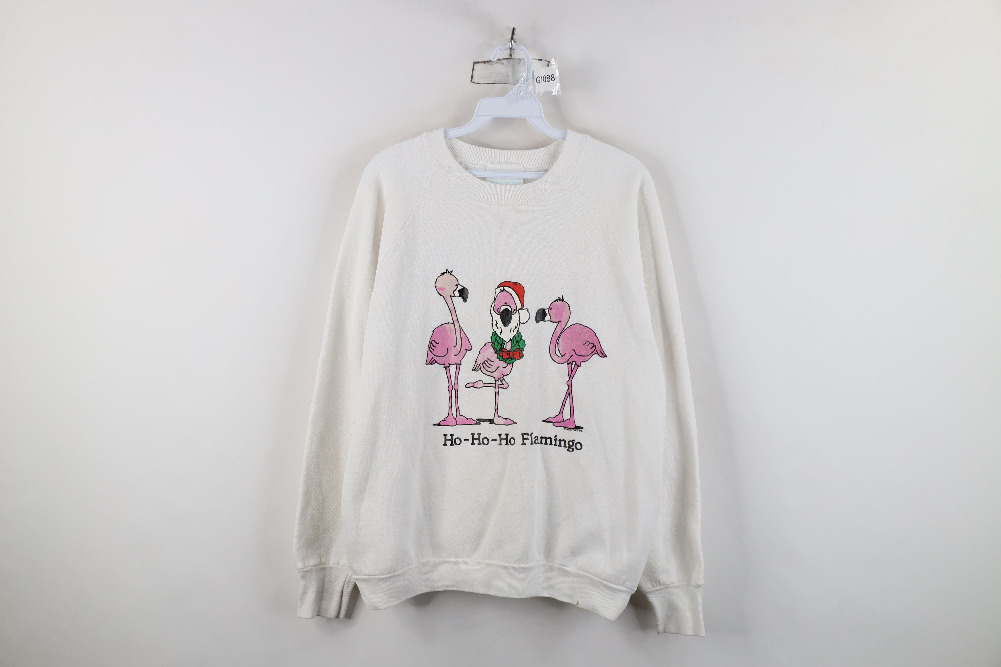 Vintage Vintage 80s Christmas Ho Ho Ho Flamingo Sweatshirt USA Size L / US 10 / IT 46 - 1 Thumbnail
