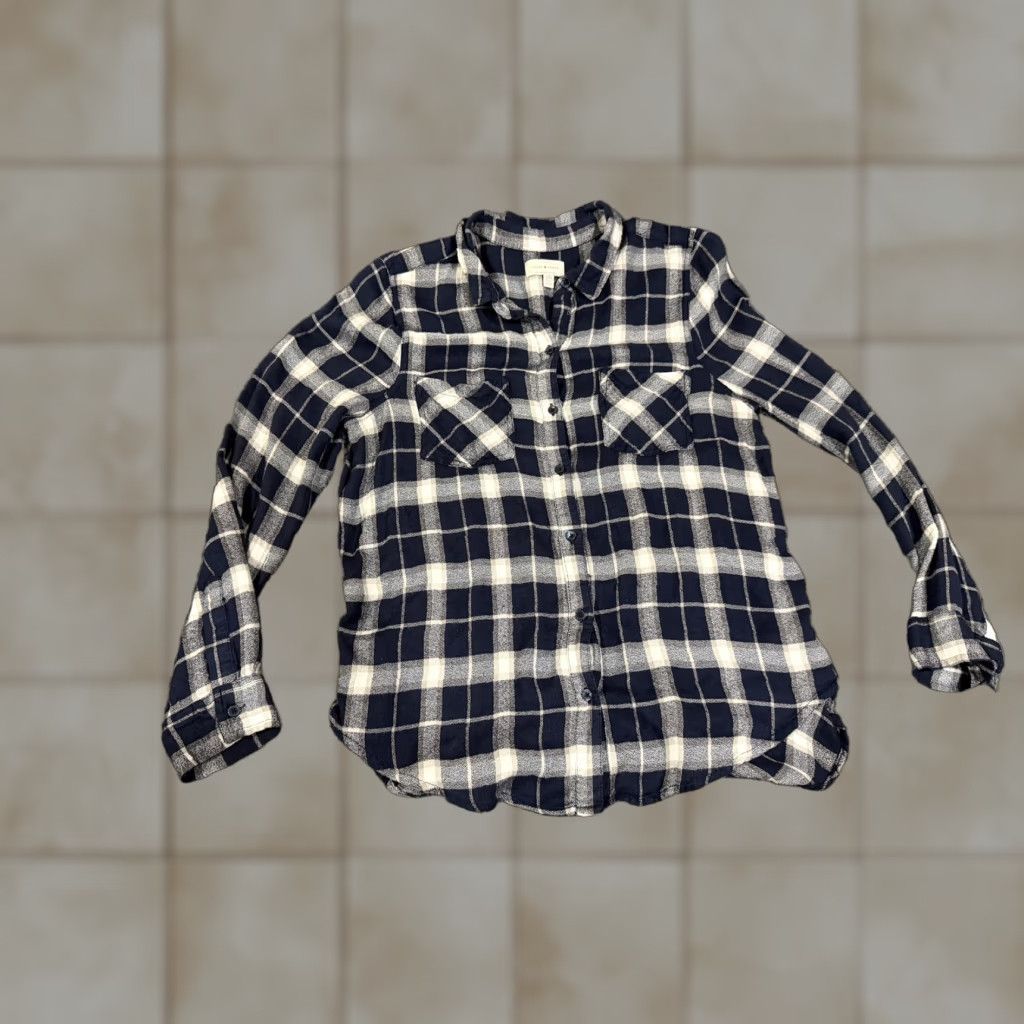 Lucky Brand Lucky Brand Shirt Womens M Blue Plaid Button Front Long Sleeve Flannel Top Size M / US 6-8 / IT 42-44 - 1 Thumbnail