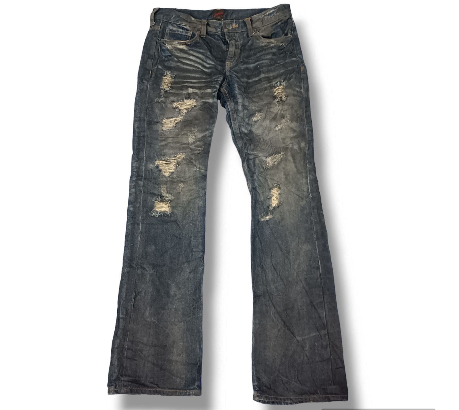 image of Distressed Denim x Jack Rose Jackrose Distress Bootcut Denim in Check, Women's (Size 30)