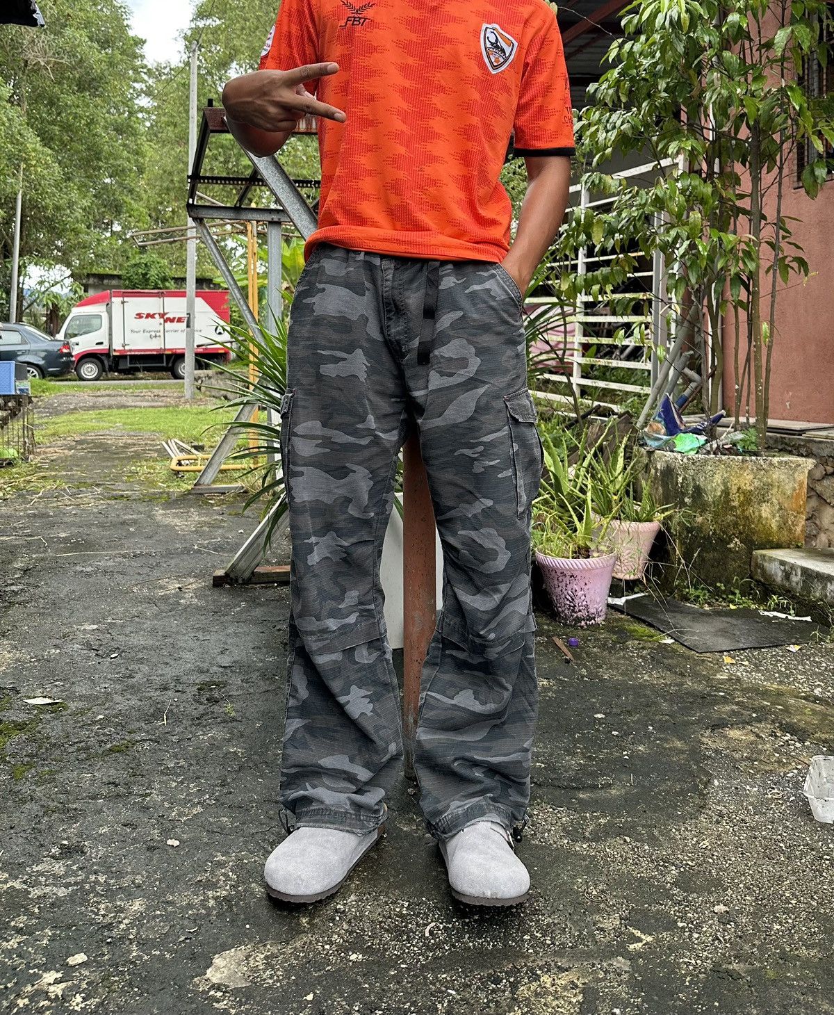 Vintage 👹Vintage Navy Camo Baggy Cargo Pants Size US 34 / EU 50 - 4 Thumbnail