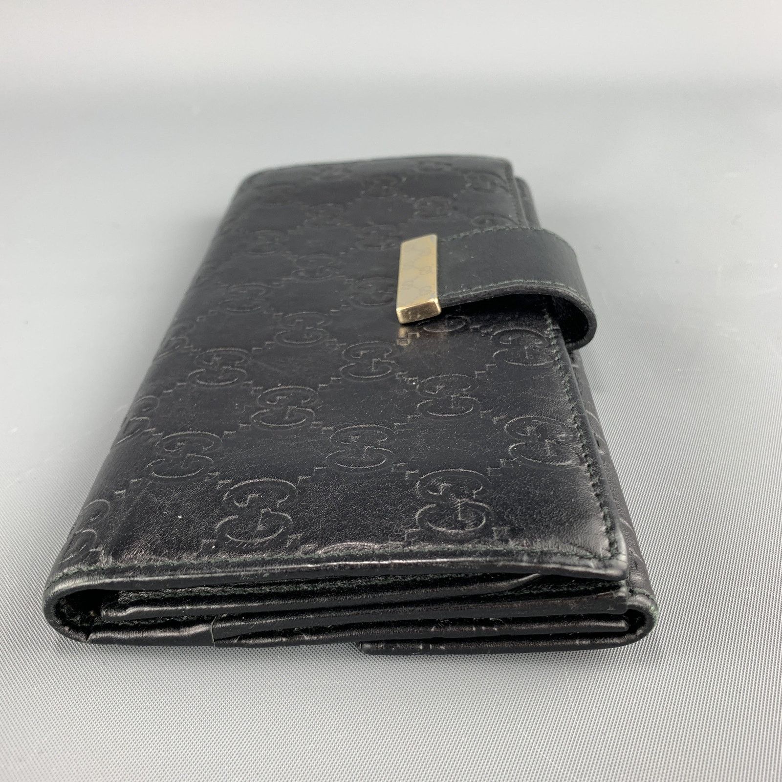 Gucci GUCCI Monogram Embossed Black Leather Checkbook Wallet Size ONE SIZE - 6 Thumbnail