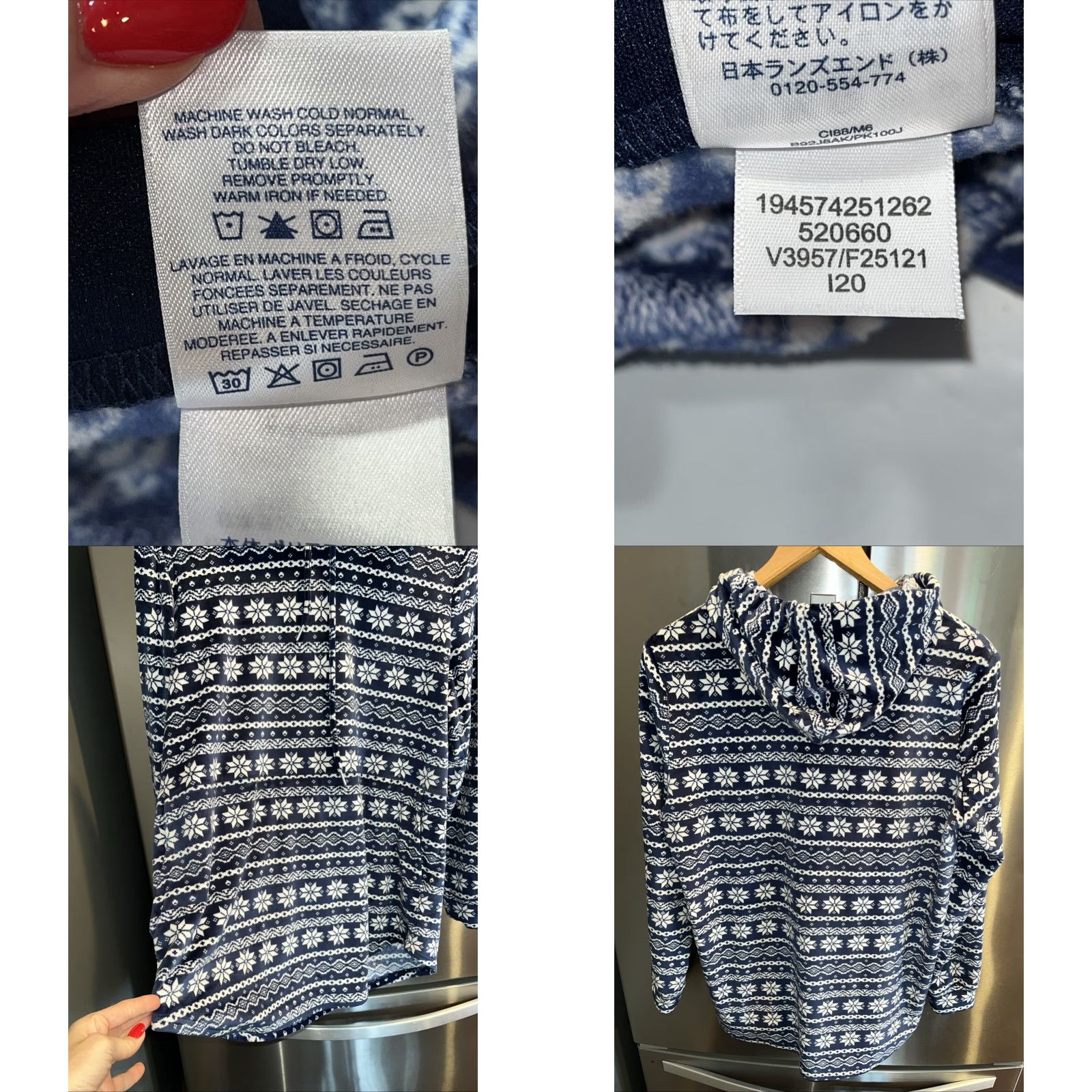 Lands' End Lands’ End Hoodie Women’s XL BLUE white SNOWFLAKE WINTER Fair Isle Big POCKET Size XL / US 12-14 / IT 48-50 - 10 Thumbnail