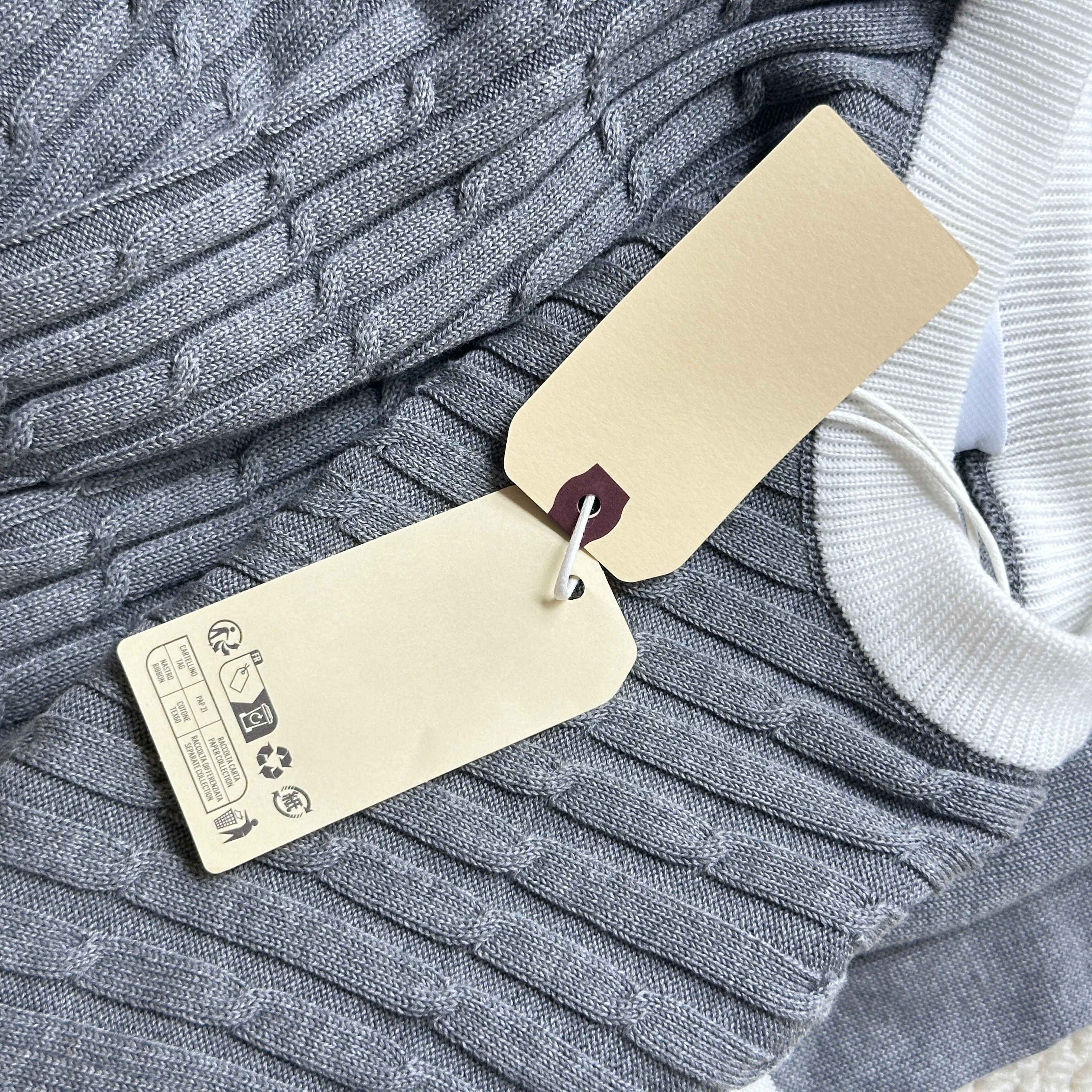 Thom Browne Thom Browne NECK PULLOVER IN COTTON WI 4 BAR LT GREY Size US M / EU 48-50 / 2 - 15 Thumbnail