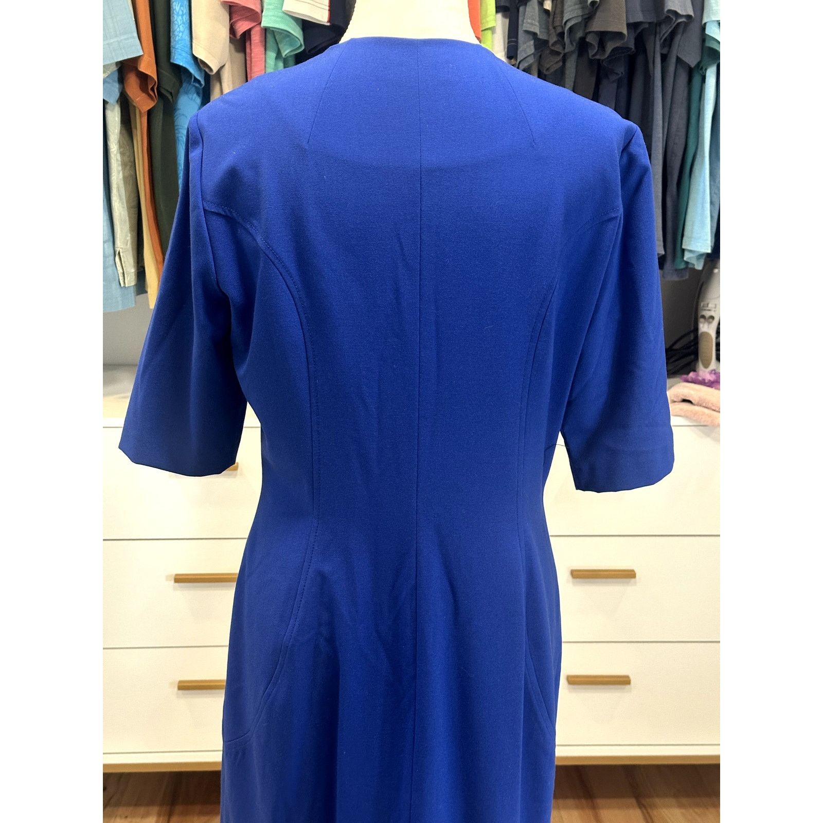 Other Tahari Cobalt Blue Front Zip Sheath Knee Length Dress 10 Size L / US 10 / IT 46 - 6 Thumbnail