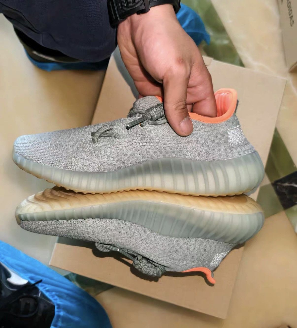 Yeezy Yeezy 350 Sage Grey Orange J42 Size US 6.5 / IT 36.5 - 3 Thumbnail