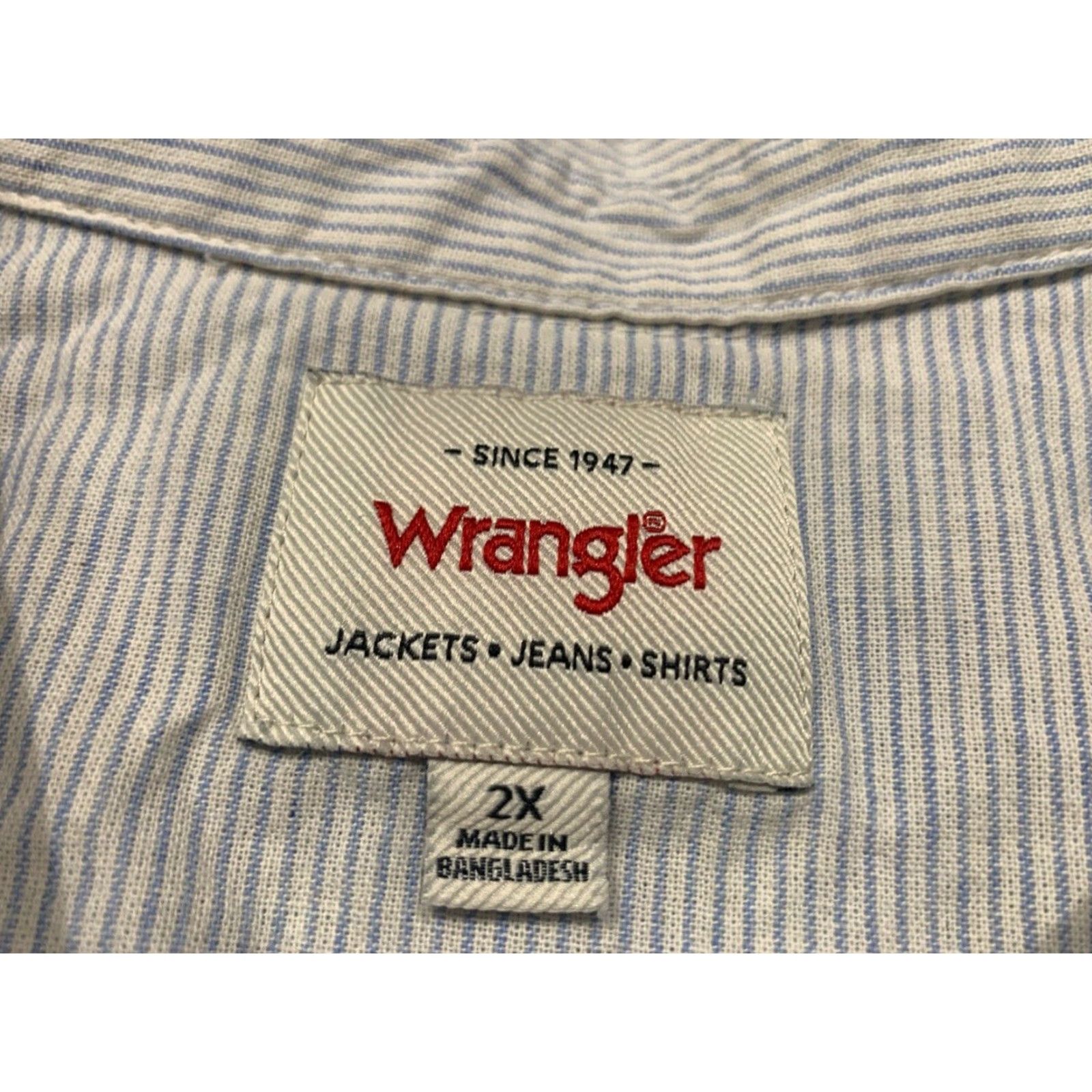 Wrangler Wrangler Womens Plus Size 2X Western Shirt Long Sleeve Pearl Snap Cotton Collared Cowgirl White Blue Stripe Size XXL / US 16-18 / IT 52-54 - 7 Thumbnail