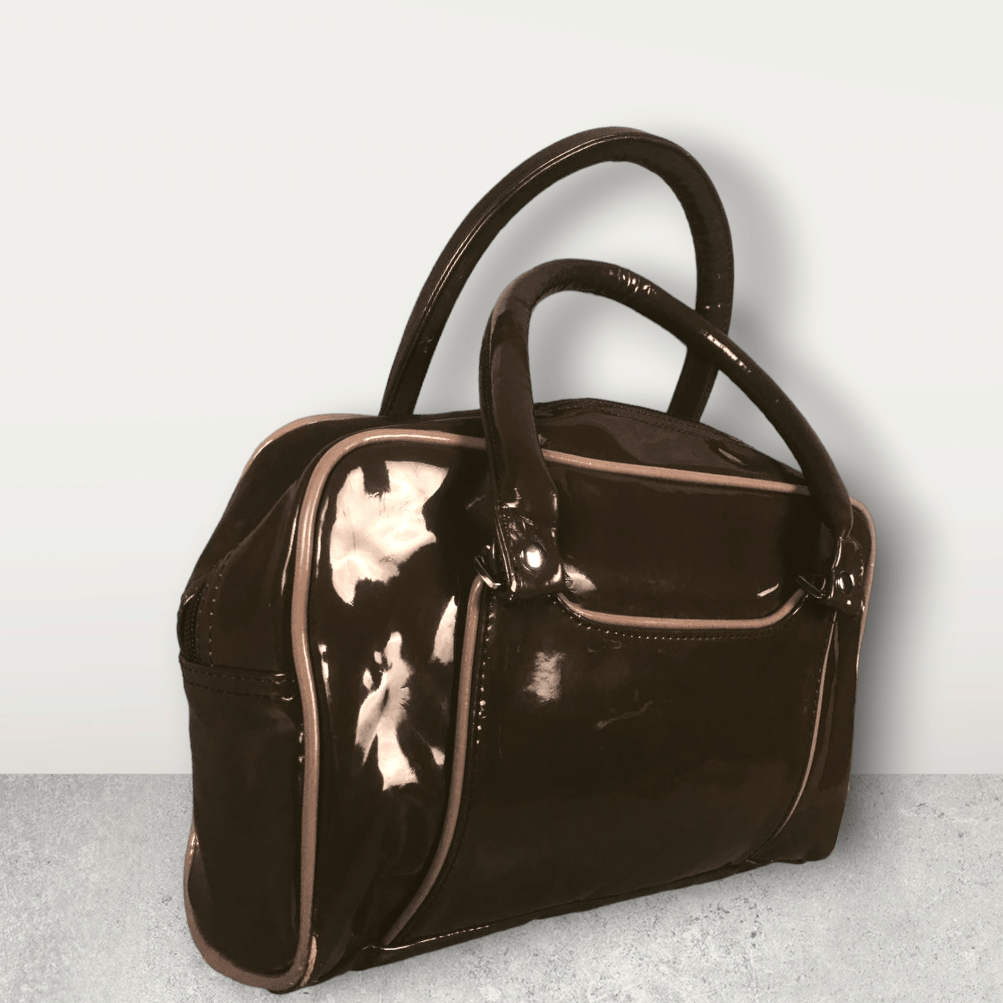 Japanese Brand Vintage y2k 00s Puma Nike Brown patent leather handlebag Size ONE SIZE - 3 Thumbnail