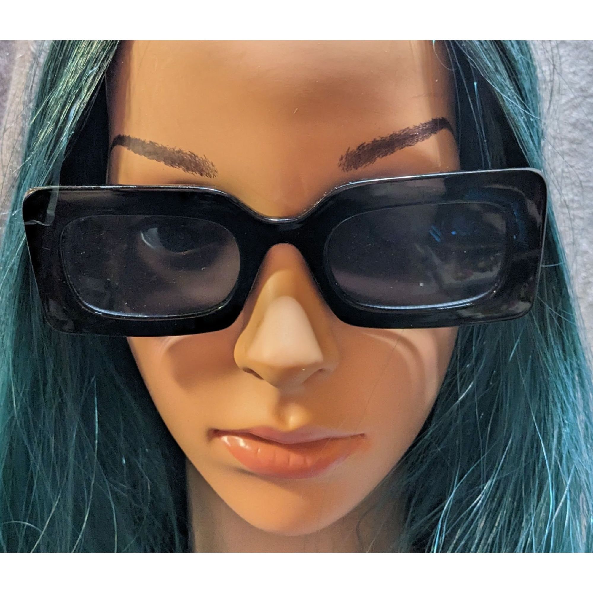 Free People Free People Retro Mod Black Rectangular Sunglasses Size ONE SIZE - 5 Thumbnail