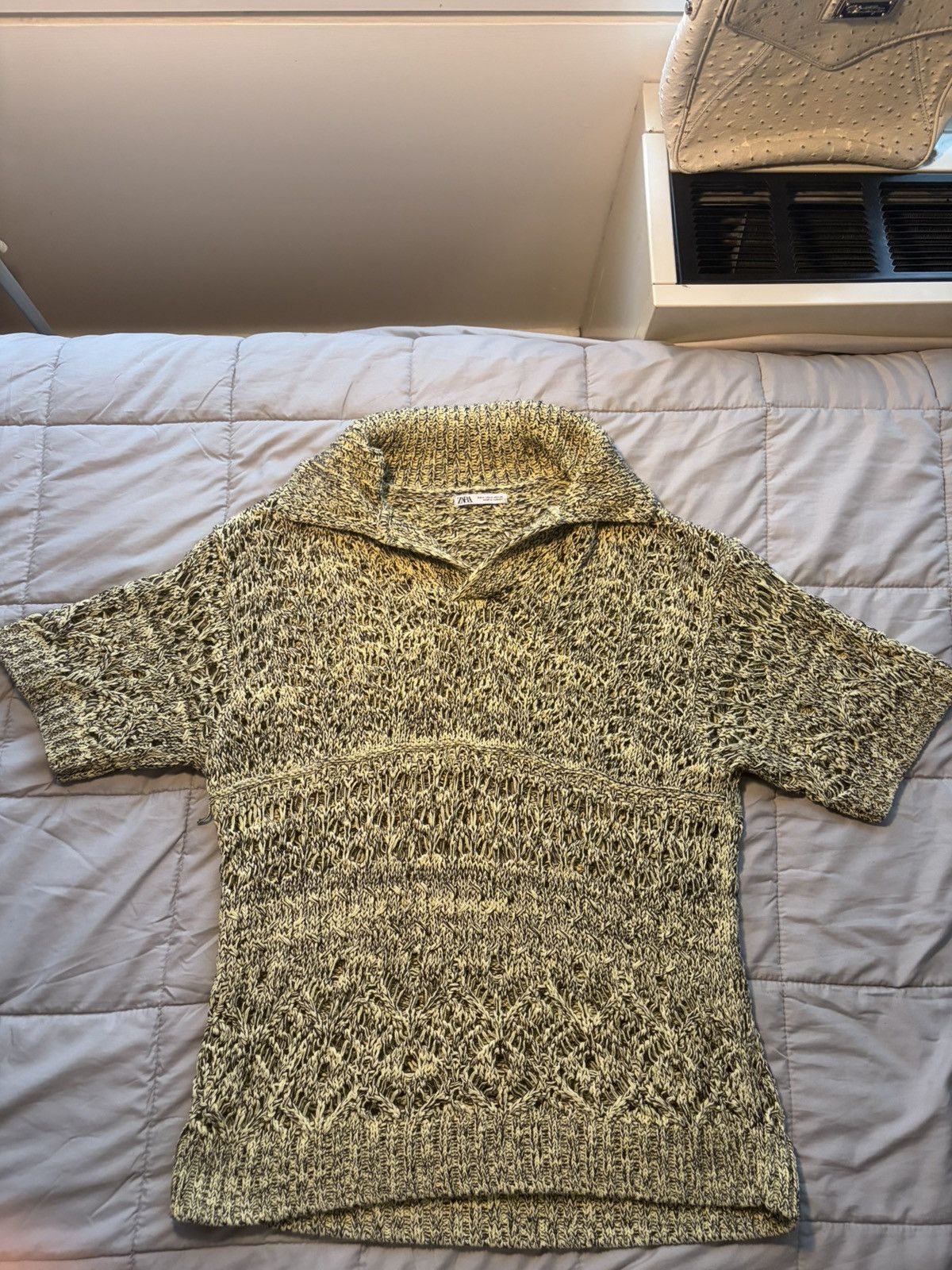 Zara ZARA Green/Black Heavy Knit Tee Size US L / EU 52-54 / 3 - 1 Thumbnail