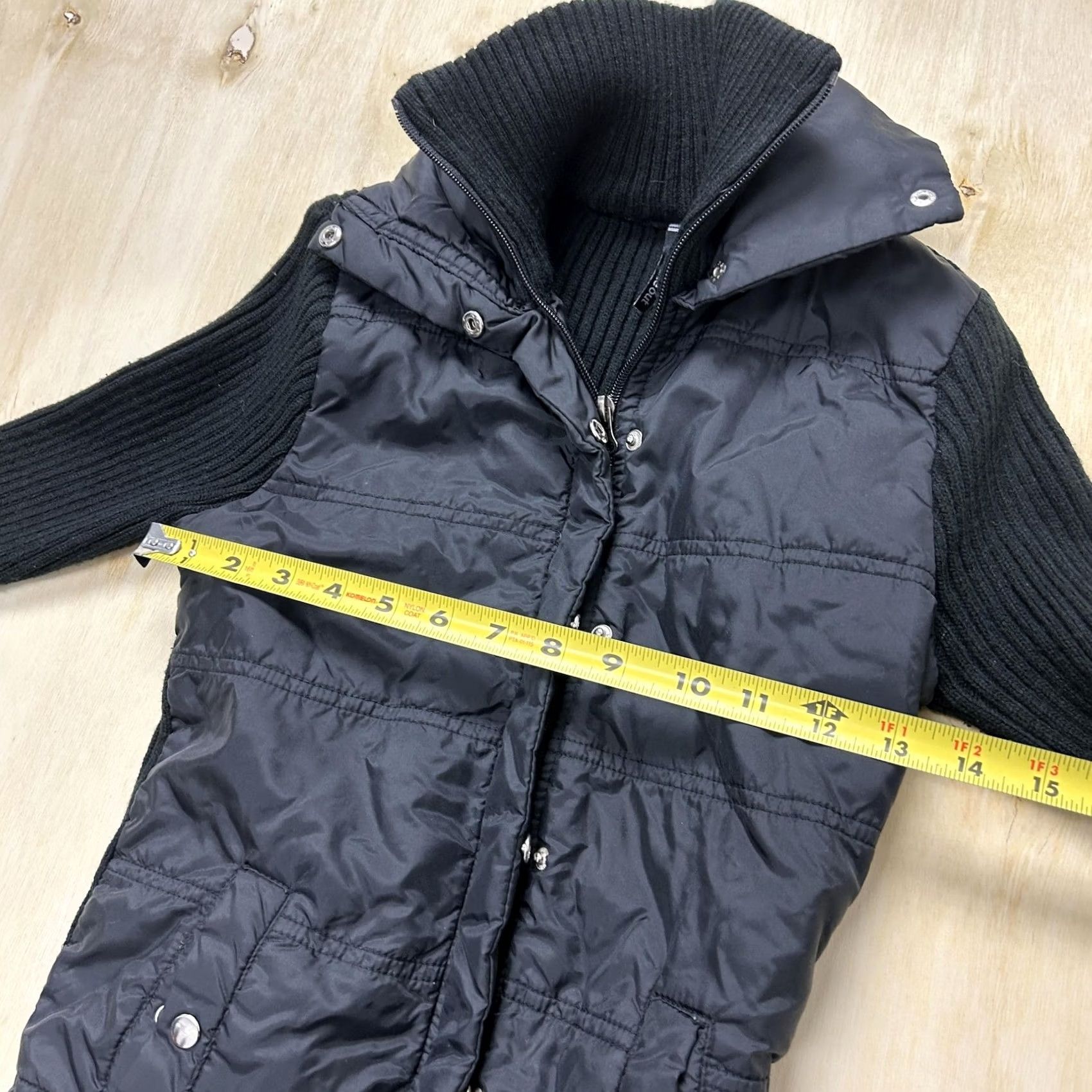Vintage Takeout Sweater Women Small Black Quilted Puffer Full Zip Ribbed Knit Jacket Size S / US 4 / IT 40 - 7 Thumbnail