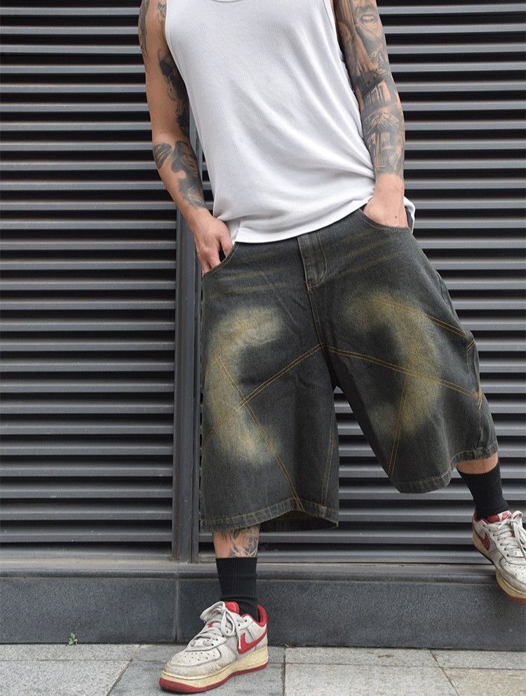 Japanese Brand × Vintage Distressed Double Stitching Jorts Vintage Style Baggy Cholo Size US 35 - 2 Thumbnail