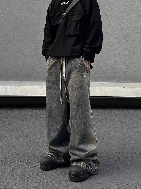 VIBE Retro wash gradient drawstring work wide leg jeans Size US 33 - 3 Thumbnail
