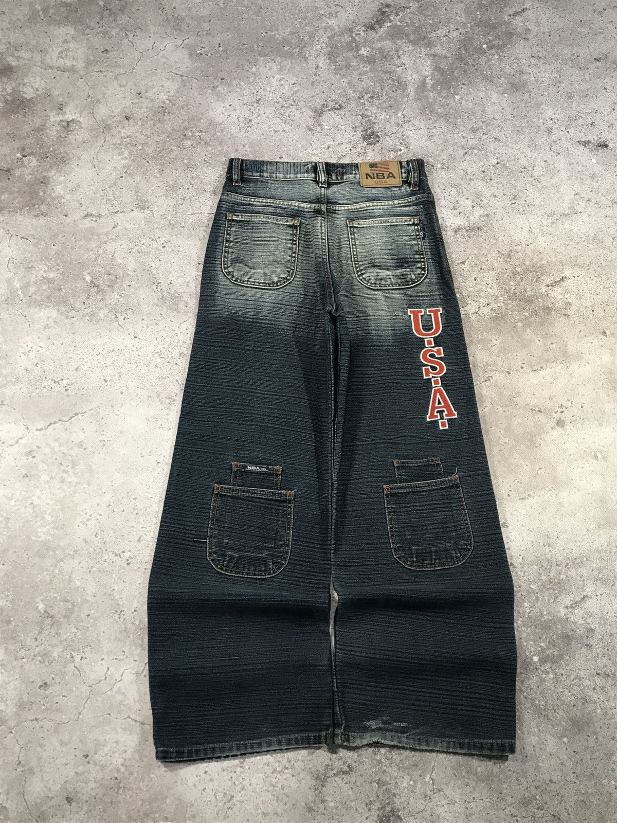 Vintage Y2K Jeans NBA USA Embroiled Logo Blue 26
