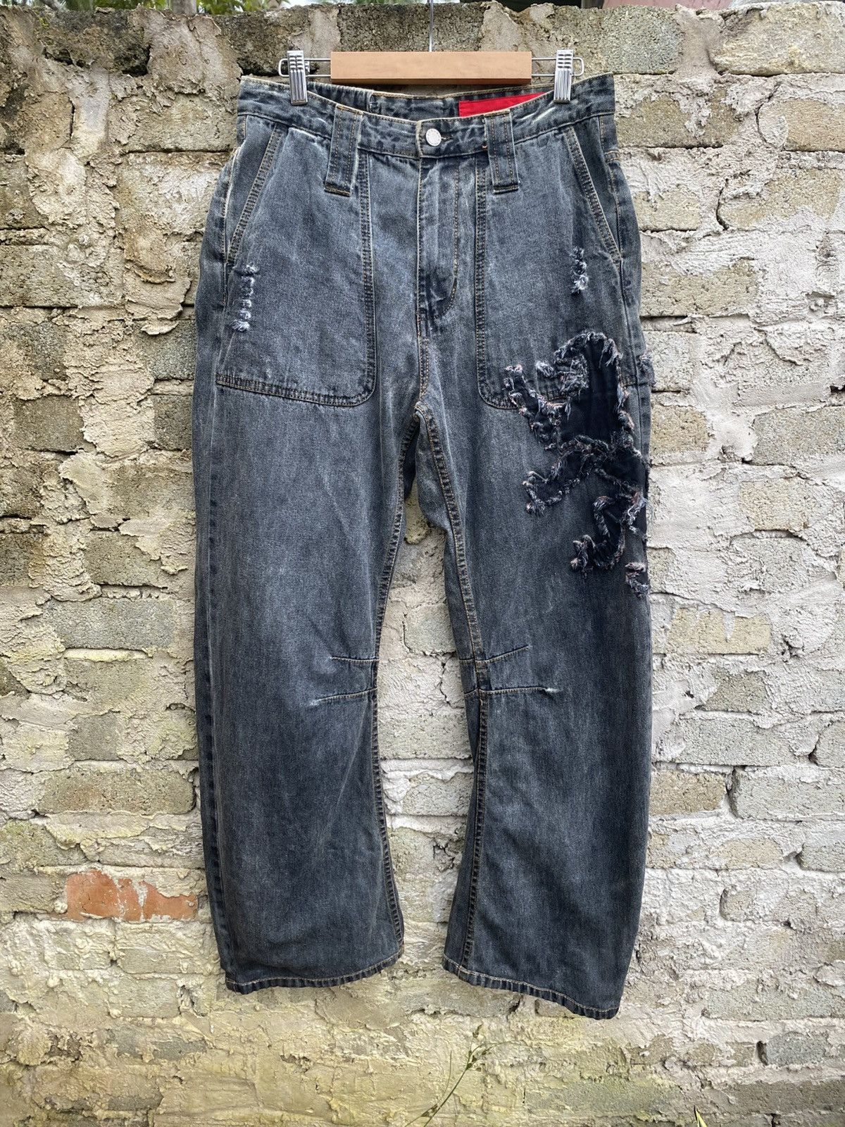 Japanese Brand Tough Jeansmith Lion Patch Banana Bootcut Jeans Size US 30 / EU 46 - 1 Thumbnail