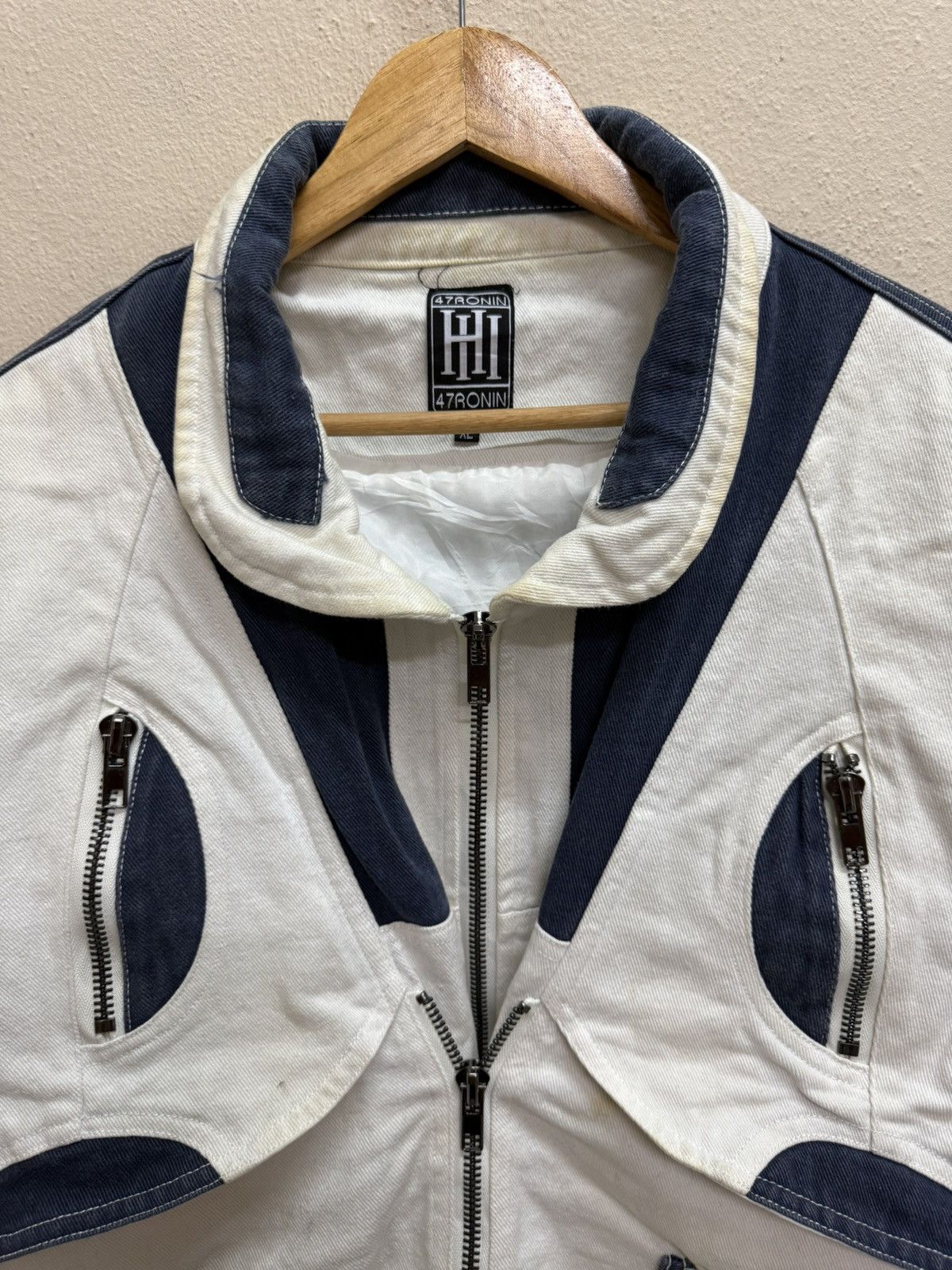 47 Vintage 47Ronin Double Zipper Denim Bomber Jacket Size US XL / EU 56 / 4 - 18 Thumbnail