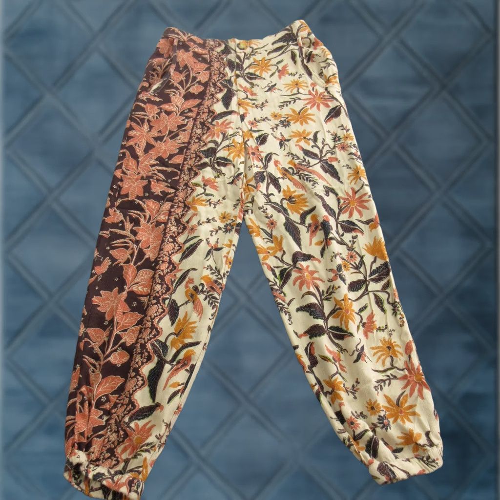 Anthropologie VINTAGE Anthropologie Pants Womens 2 Cream Brown Floral Print Jogger Tapered Viscose Size 26" / US 2 / IT 38 - 1 Thumbnail