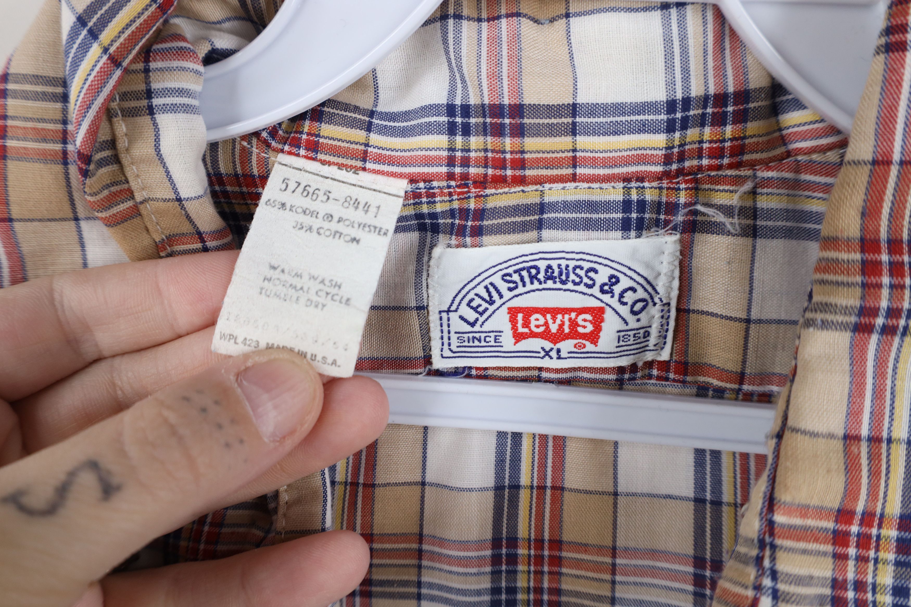 Levi's Vintage 70s Levis Short Sleeve Collared Button Shirt USA Size US XL / EU 56 / 4 - 10 Thumbnail