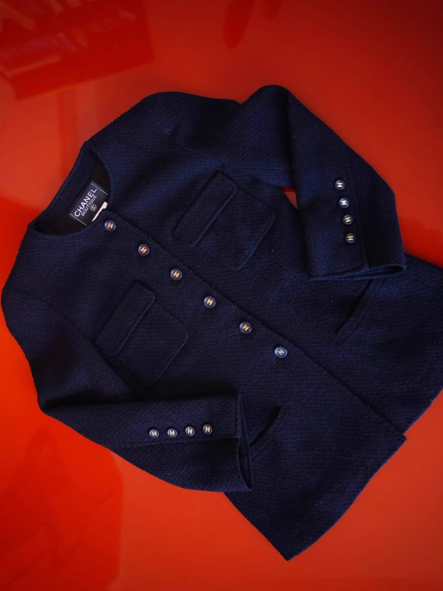 Chanel Chanel 90s Navy Wool 4-Pocket Single-Breasted Blazer Size S / US 4 / IT 40 - 5 Thumbnail