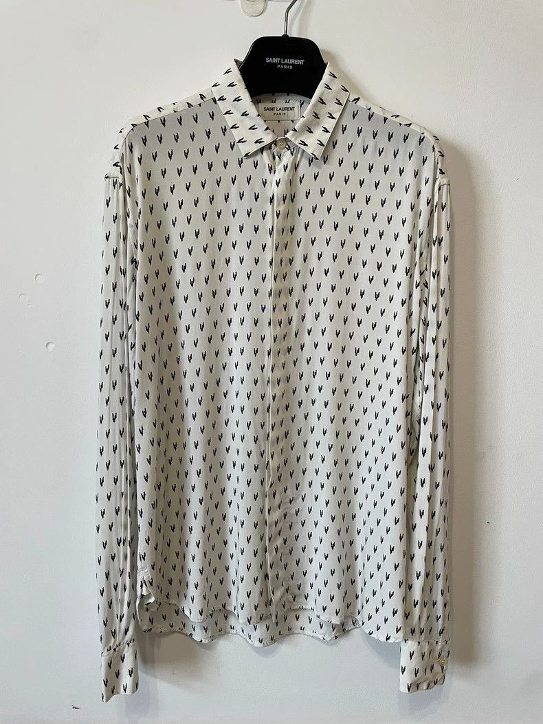 Saint Laurent Paris Saint Laurent Paris Saint Laurent Silk Long Sleeve Shirt-2 Size US S / EU 44-46 / 1 - 1 Thumbnail