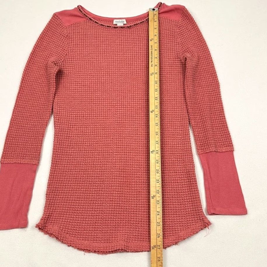 Vintage Sundance Blouse Womens S Pink Waffle Thermal Knit Lace Crew Ribbed Stretch Boho Size S / US 4 / IT 40 - 4 Thumbnail