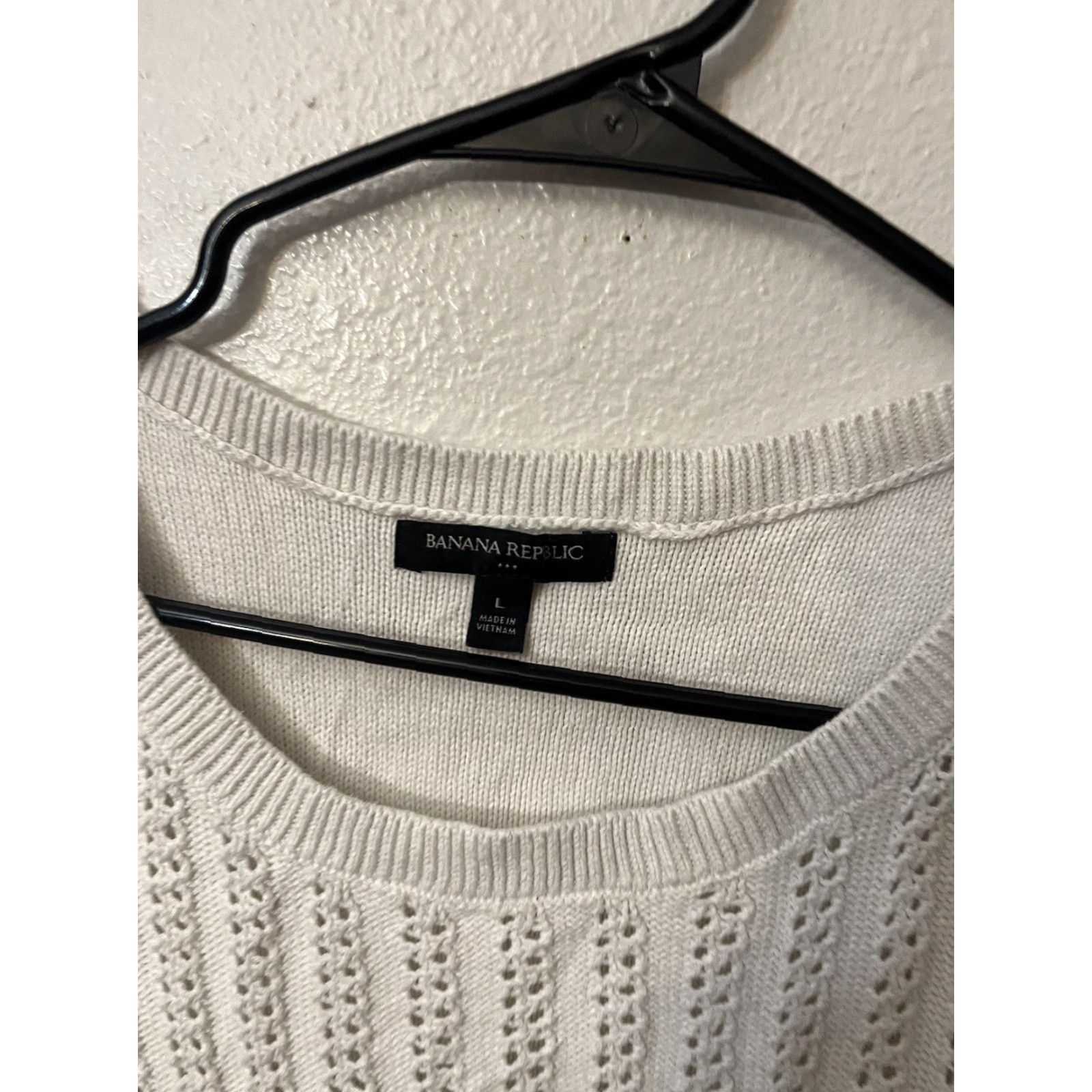 Banana Republic Banana Republic Sweater Sleeveless Open Knit Crew Neck Large White Womens Size L / US 10 / IT 46 - 3 Thumbnail