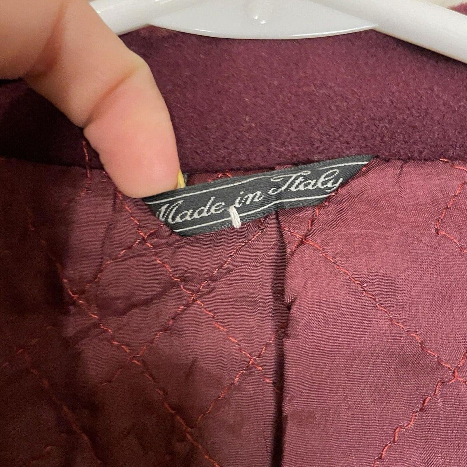 Versace Vintage Gianni Versace Mens Burgundy Wool Cashmere Peacoat L Size US L / EU 52-54 / 3 - 8 Thumbnail