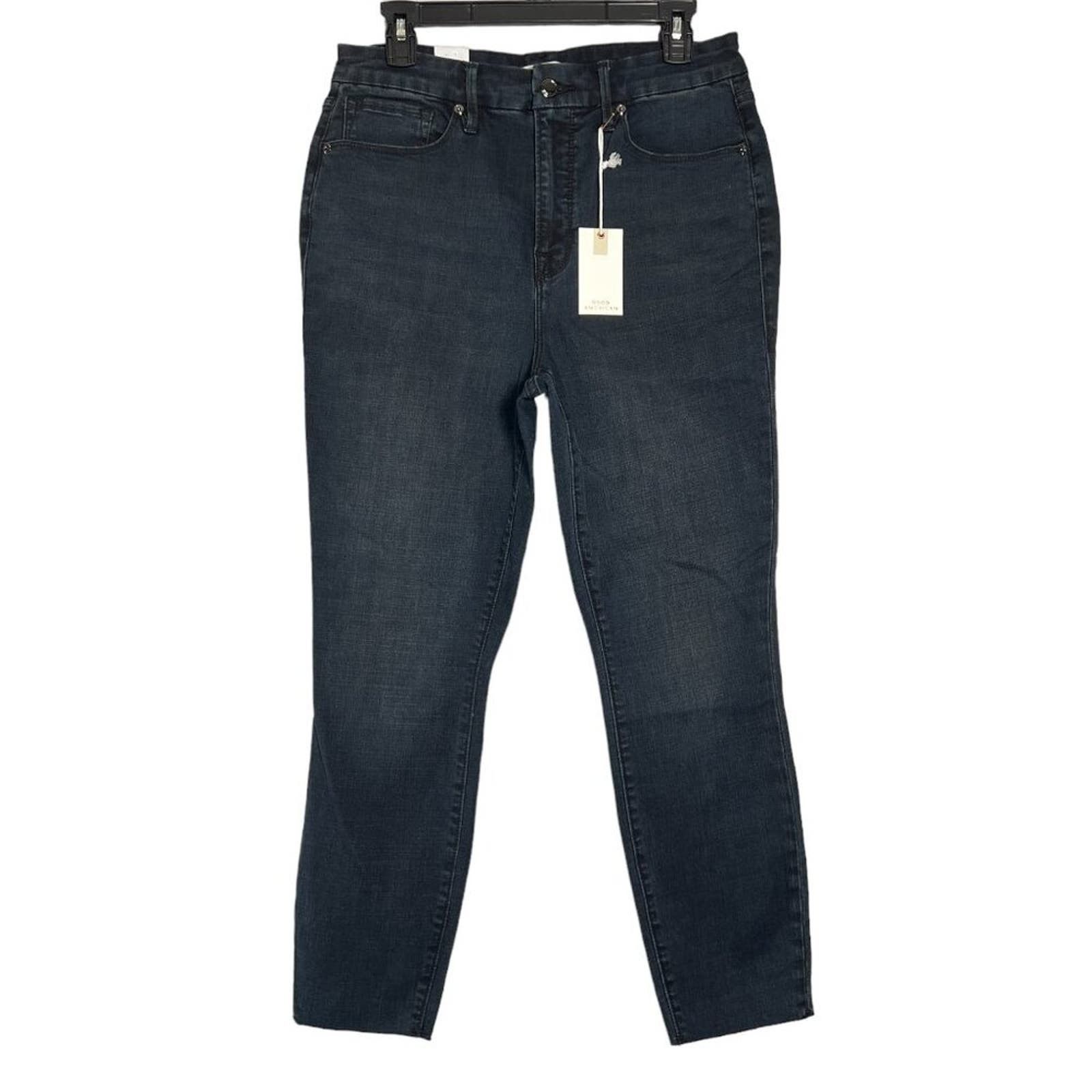 image of NWT Good American Good Waist Crop Jeans Size 32 X 26 Skinny in Blue, Women's