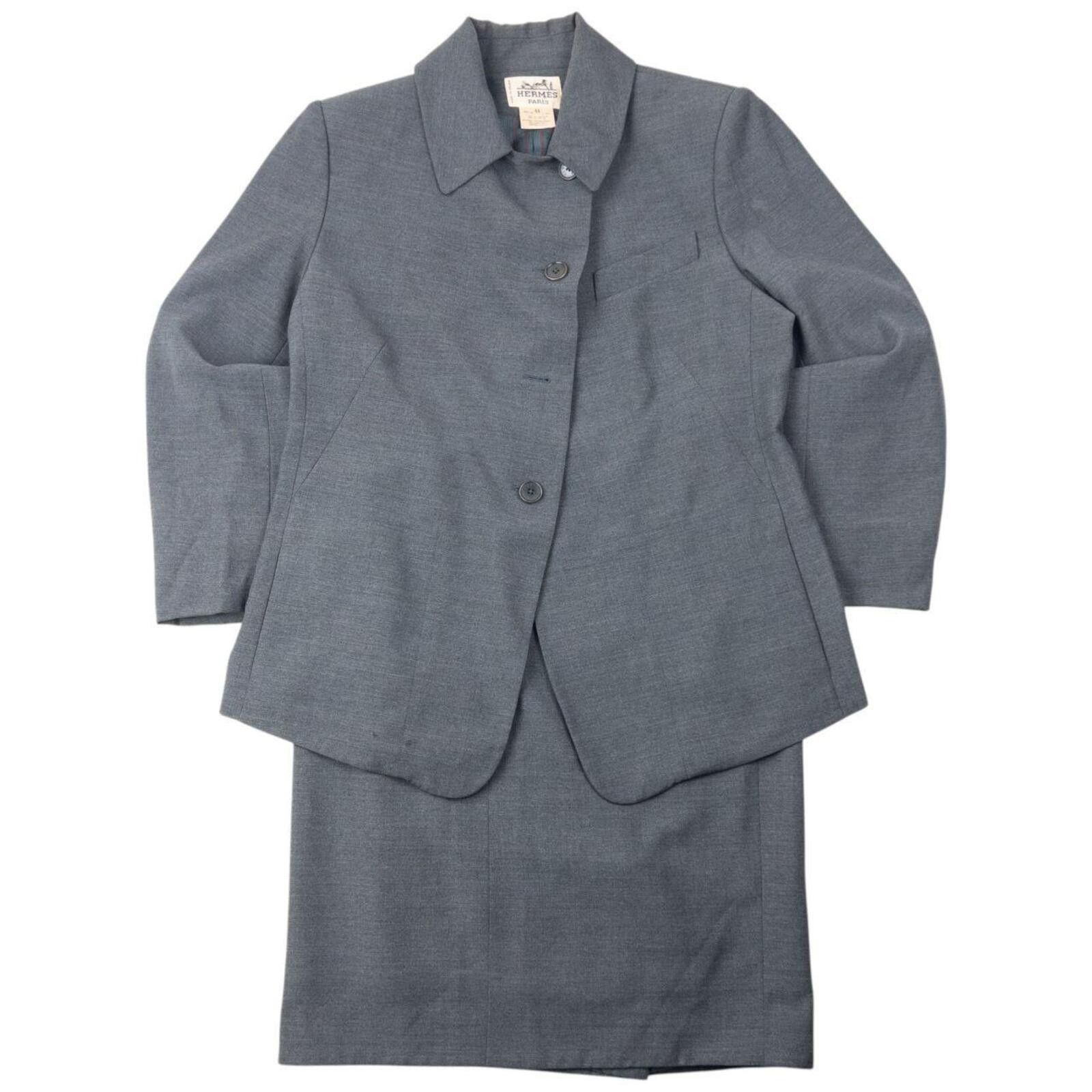 Hermes Vintage 80s Hermès Jacket & Skirt Suit Set Womens Size L Size L / US 10 / IT 46 - 2 Thumbnail